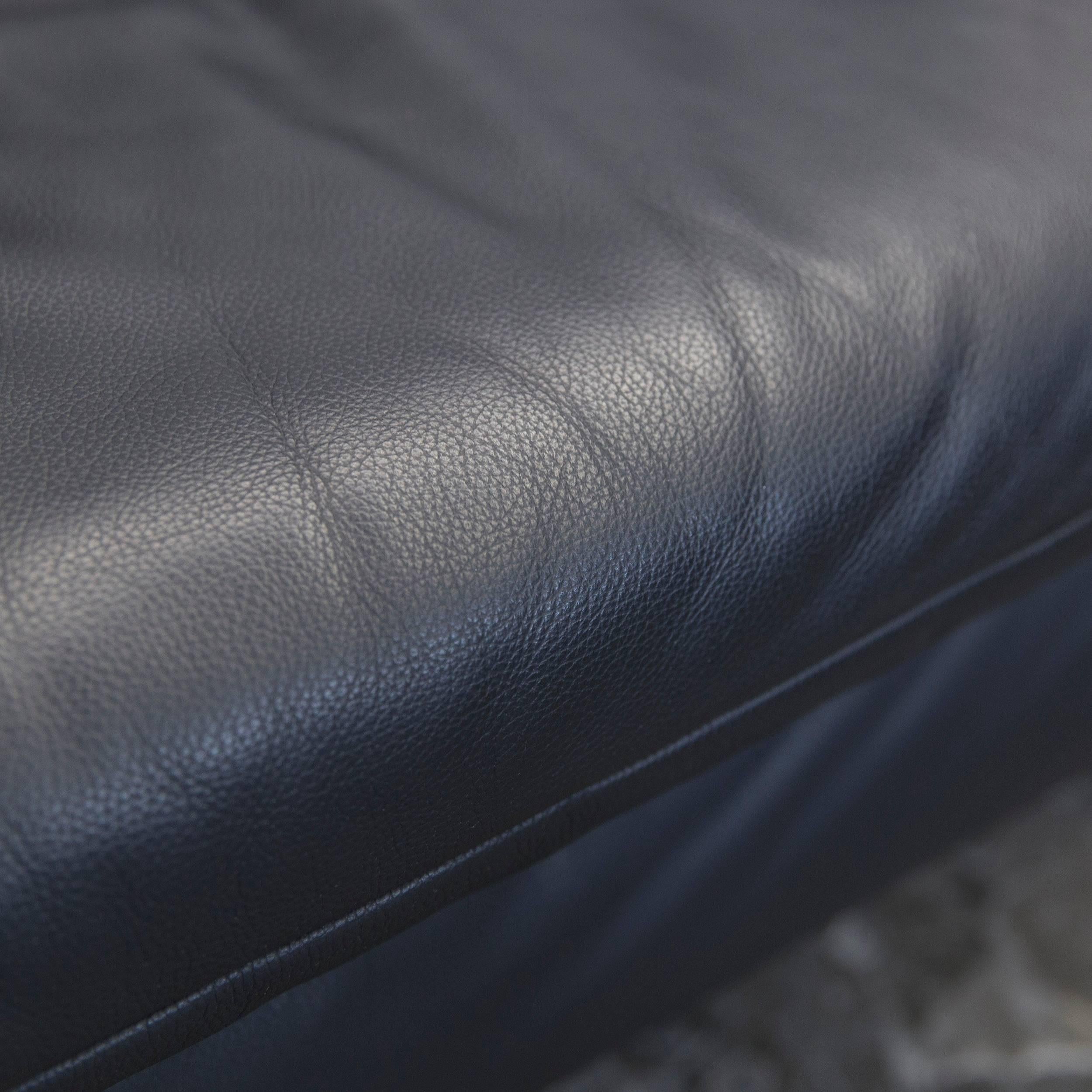Koinor Rossini Designer Leather Armchair & Footstool Set Black Leather Function 2