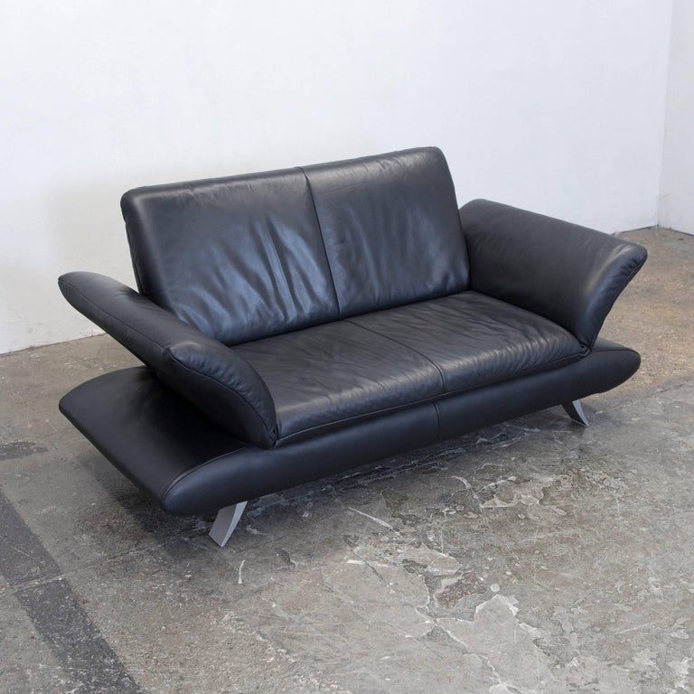 verbinding verbroken Protestant Moeras Koinor Rossini Designer Leather Two-Seat Sofa Black Leather Function For  Sale at 1stDibs