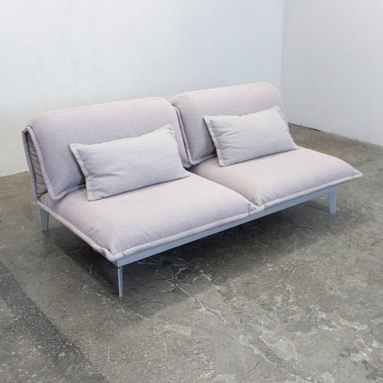 Rolf Benz Nova Designer Sofa Grey Rose Lilac Fabric Two-Seat Function Couch  For Sale at 1stDibs