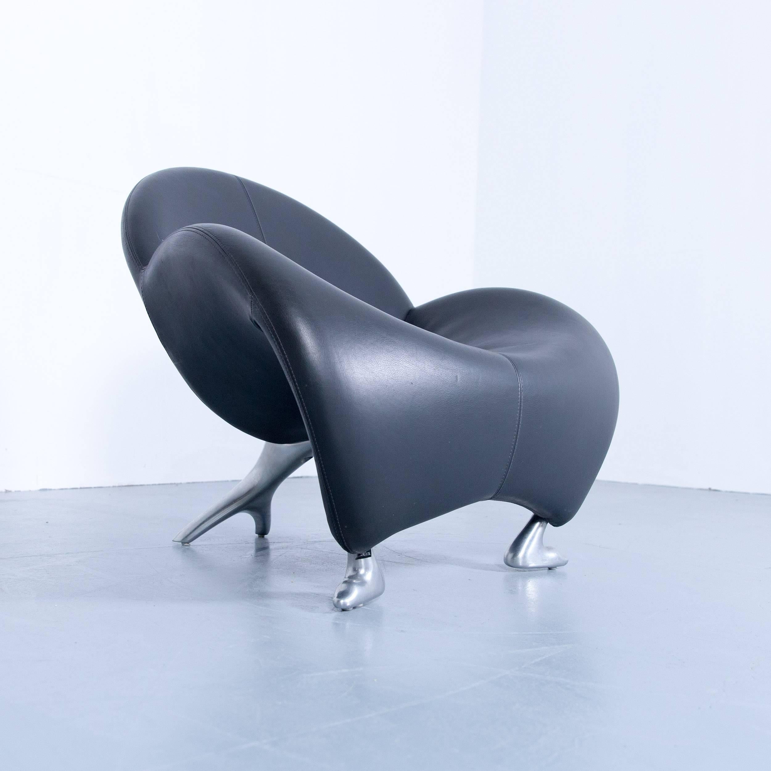 German Leolux Papageno Designer Chair Grey Anthracite Black One-Seat Couch Modern