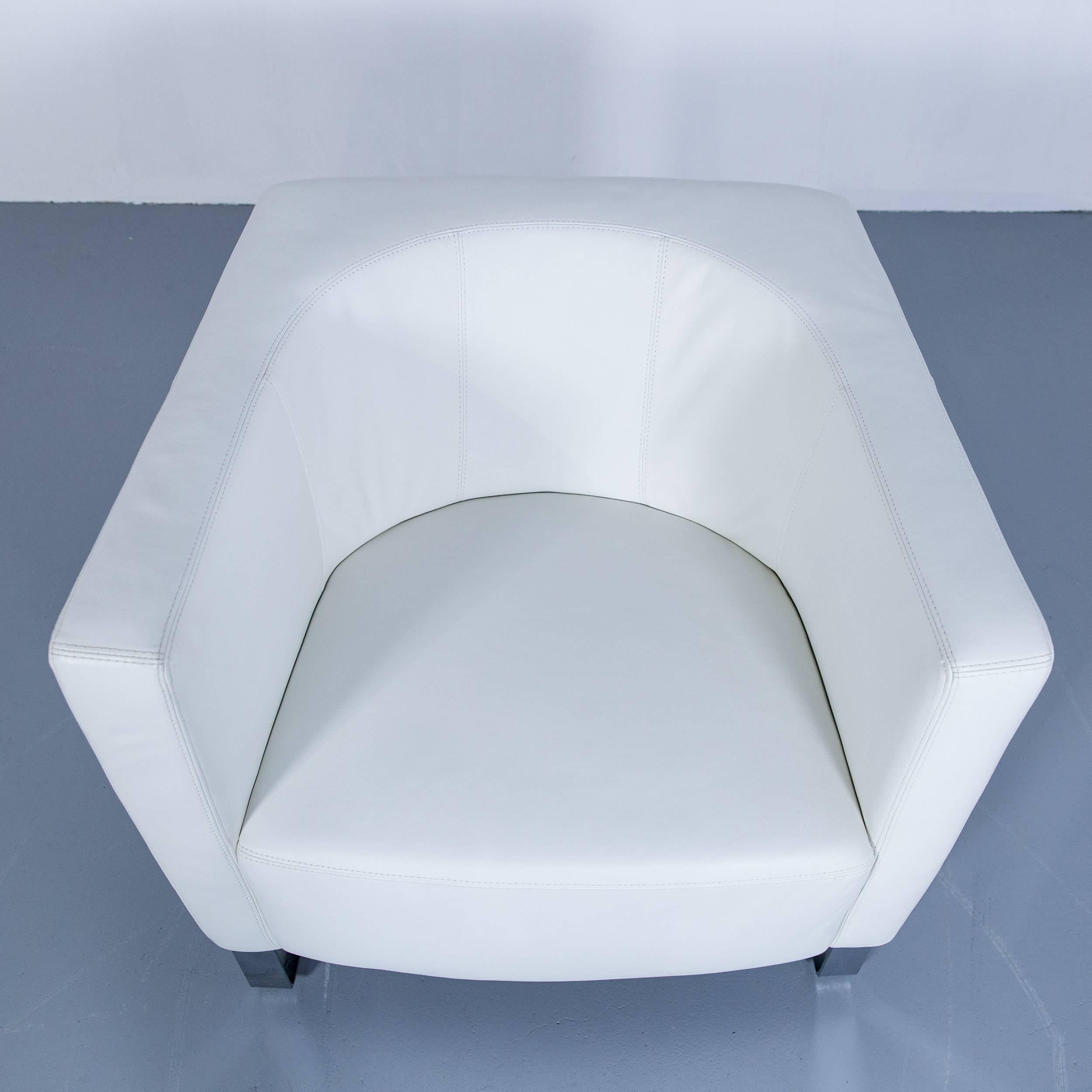 German Willi Schillig Havana Designer Leather Armchair White One Seat Couch Modern