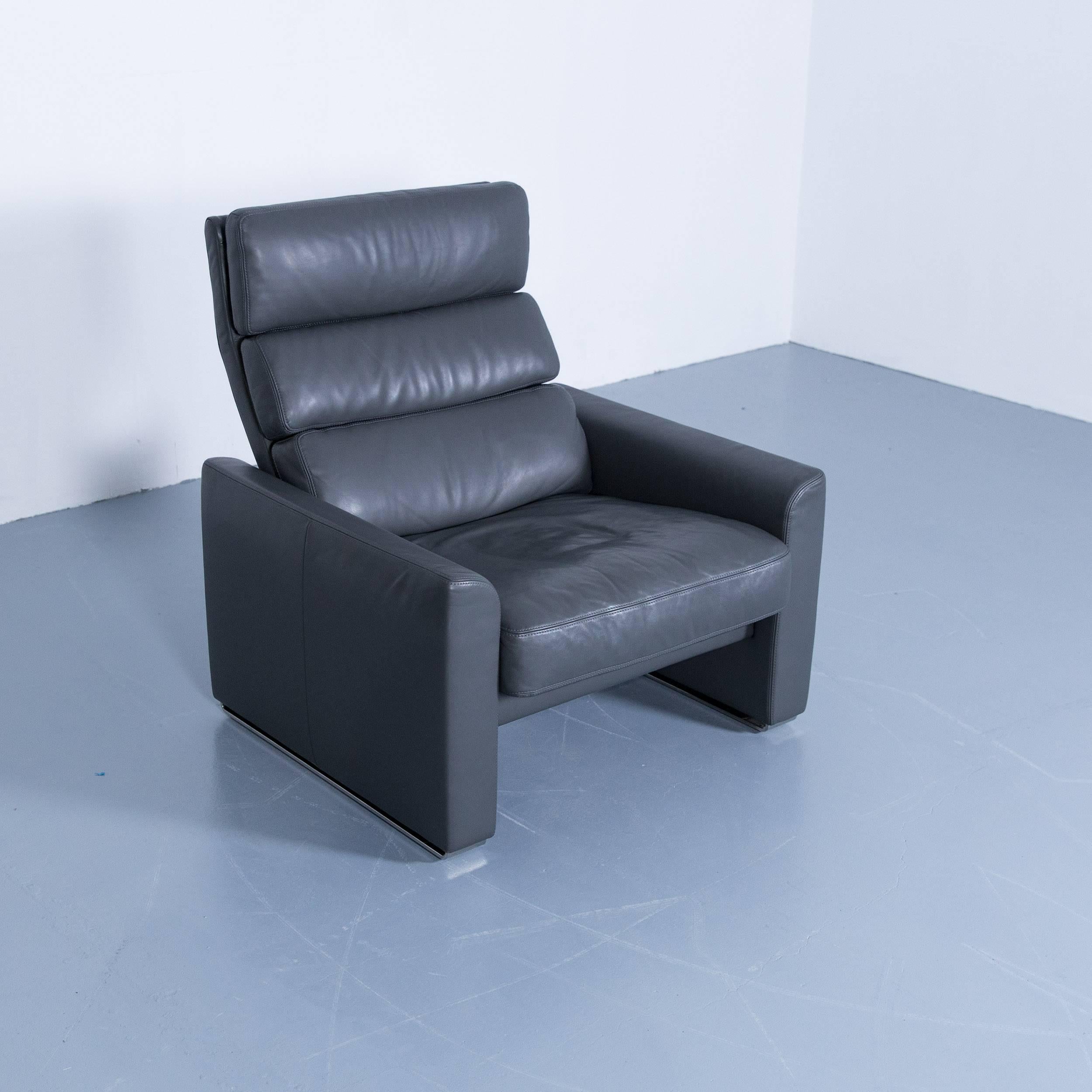 Erpo Soho Designer Armchair Leather Grey Anthracite One Seat Modern Function In Good Condition In Cologne, DE