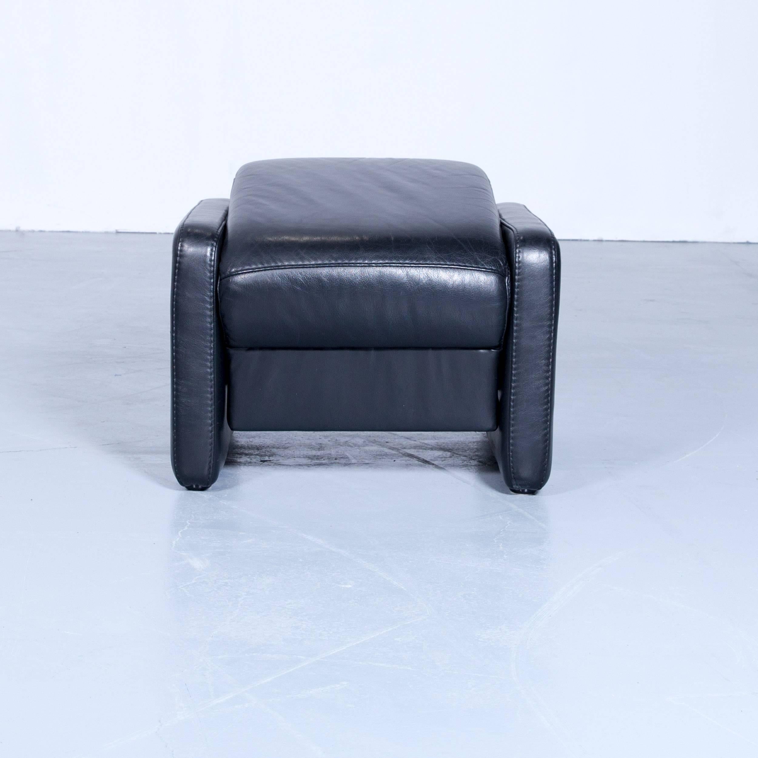 Designer Chair Set Black Leather Relax Function Footstool Pouf Couch Modern 3