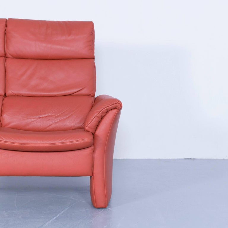 Himolla Zerostress TwoSeat Sofa Leather Orange Relax One Seat Couch at