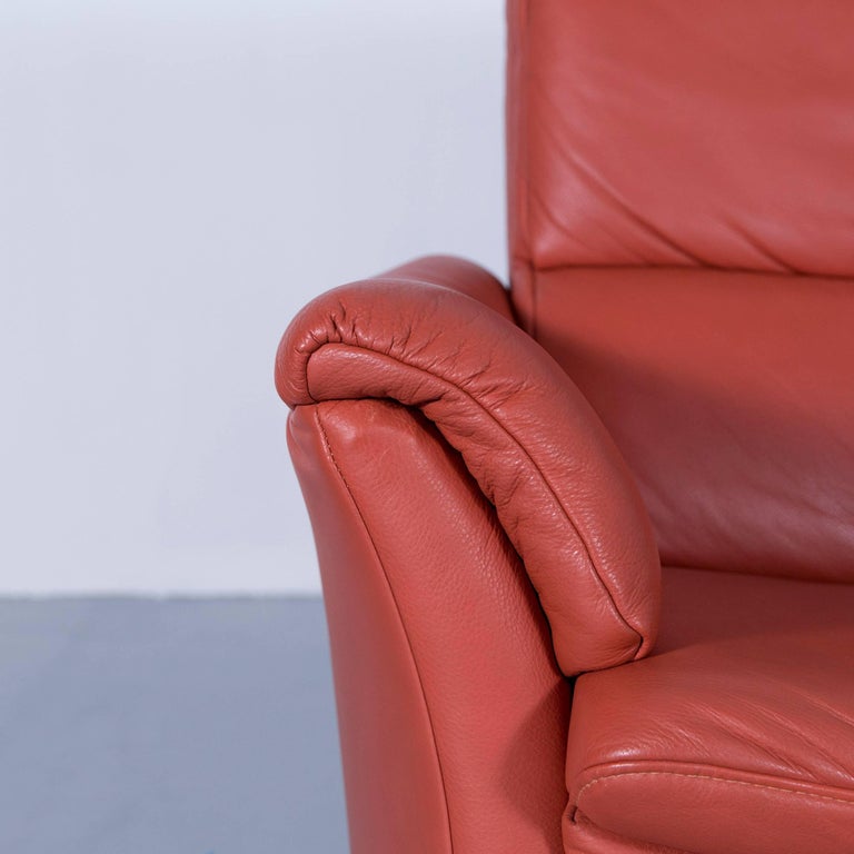 Himolla Zerostress TwoSeat Sofa Leather Orange Relax One Seat Couch at