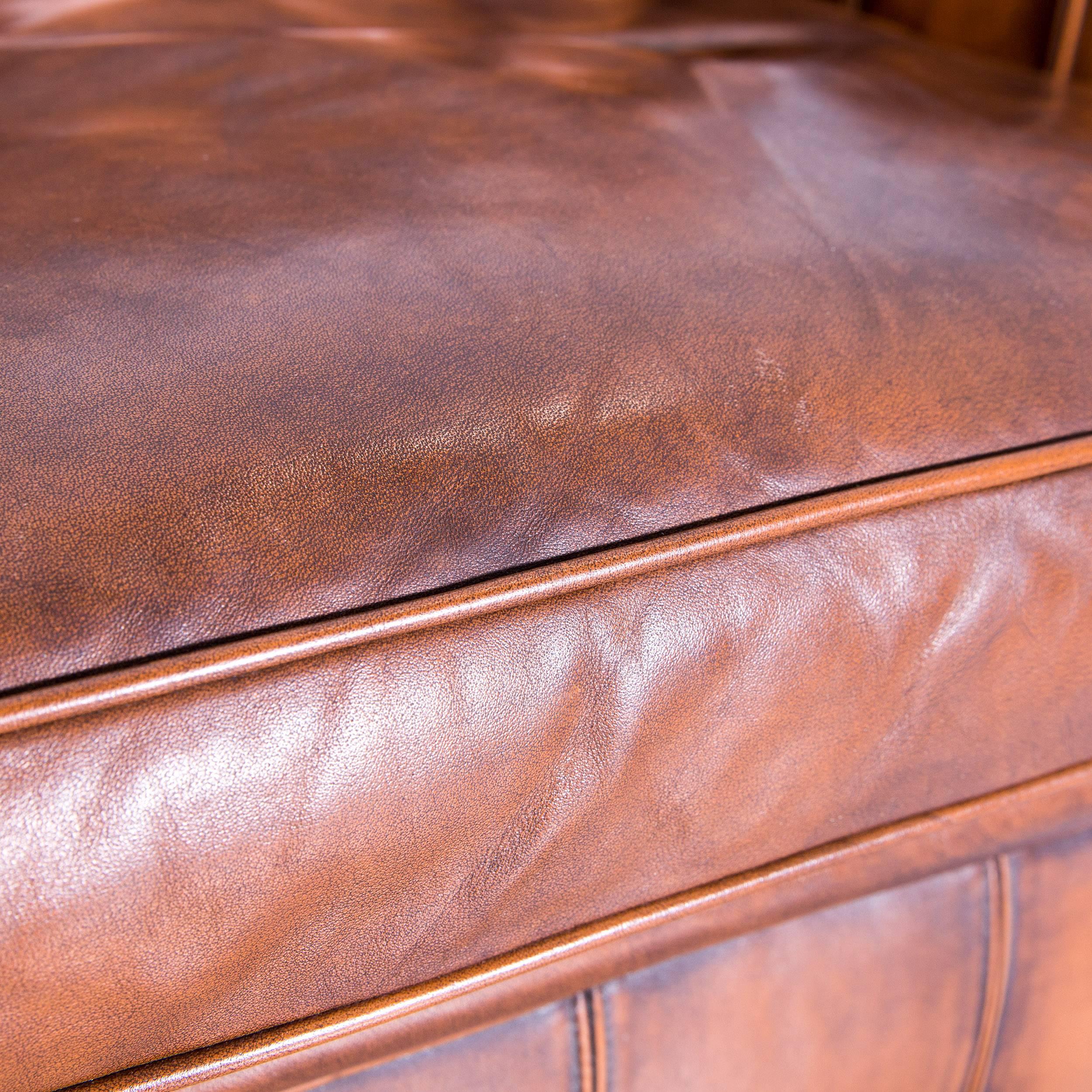 Chesterfield Armchair Leather Brown One Seat Couch Retro Vintage Rivets In Good Condition In Cologne, DE
