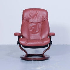 Stressless Consul M Chair Leather Red Brown Relax Function Couch Modern