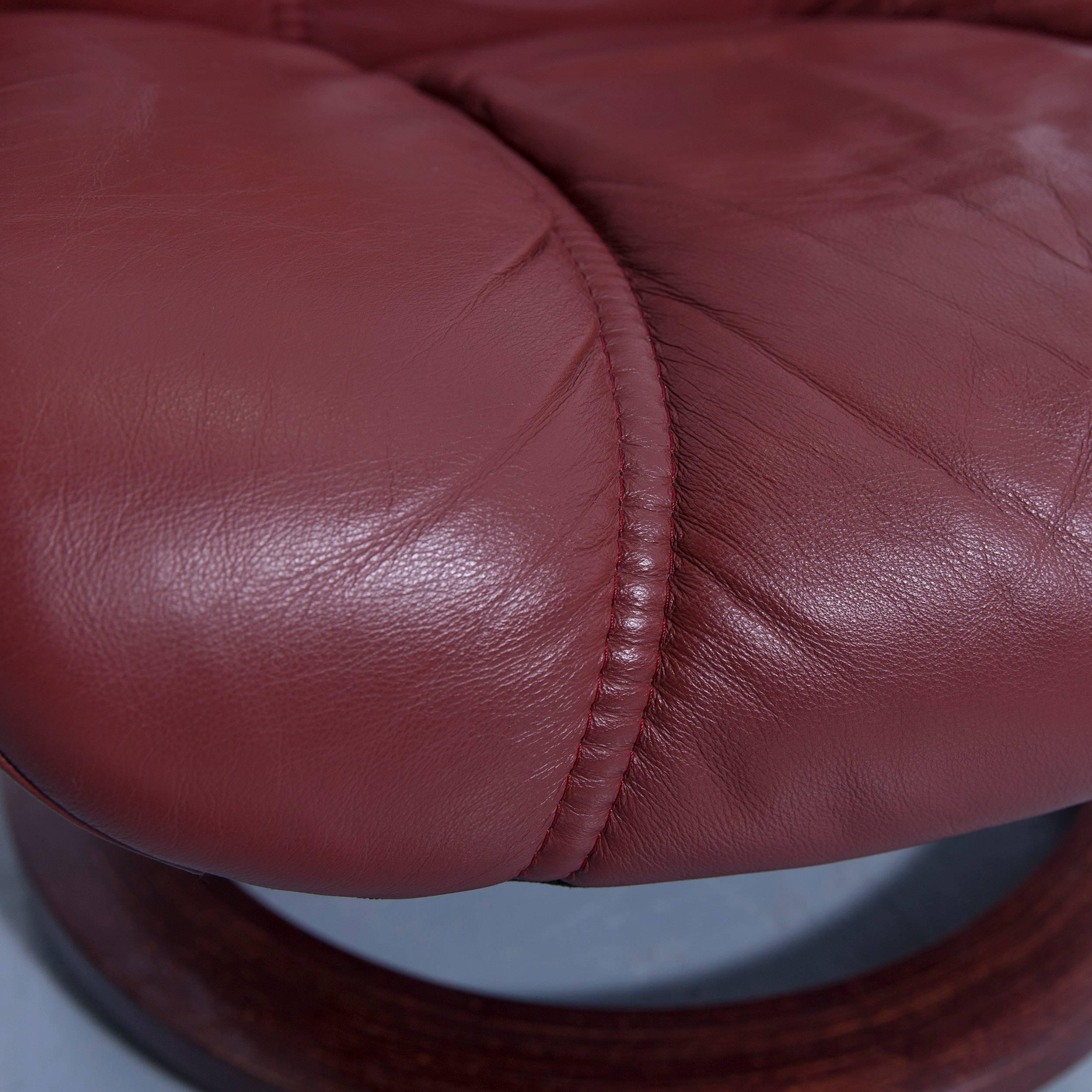Contemporary Stressless Consul M Chair Set Incl. Stool Leather Red Brown Relax Function Couch