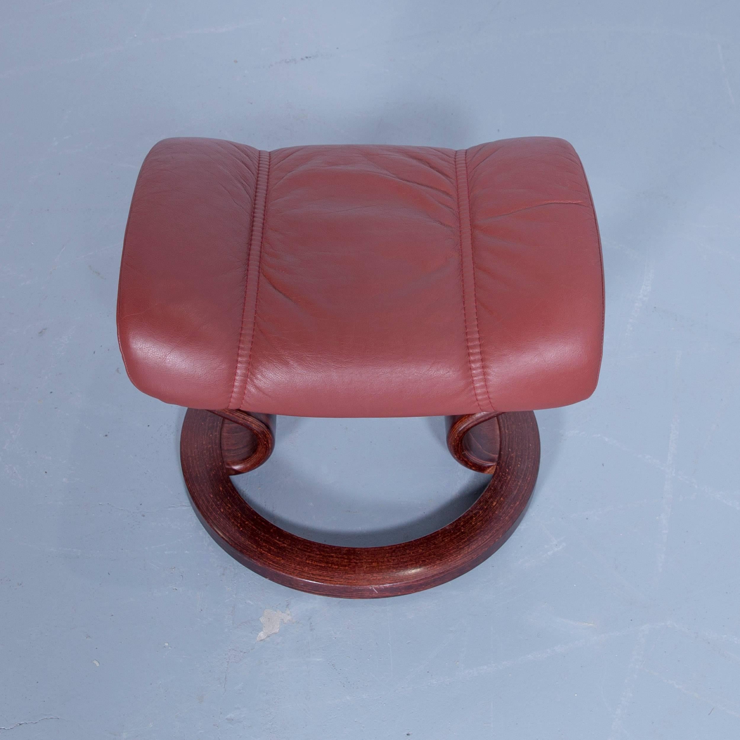 Stressless Consul M Chair Set Incl. Stool Leather Red Brown Relax Function Couch 4