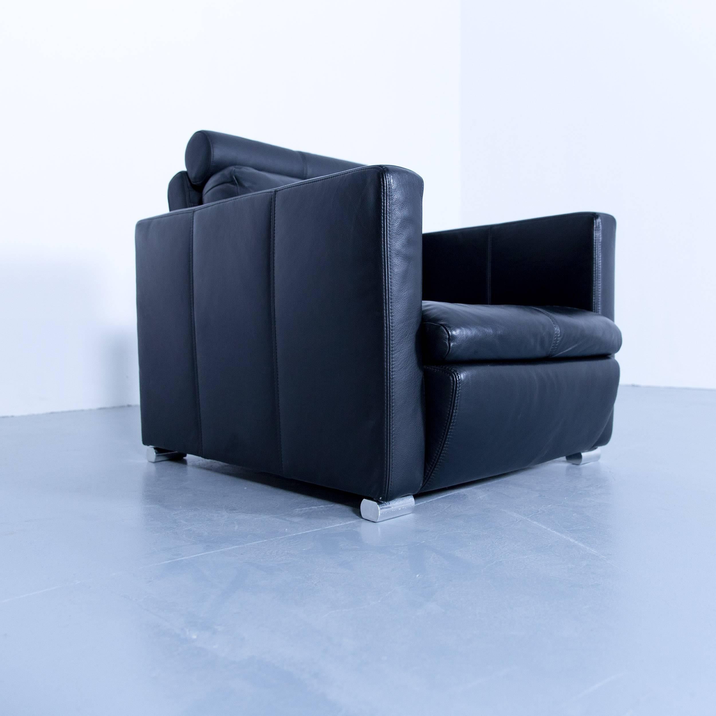 Designer Chair Leather Black Relax Function Couch Modern Minimal Metal In Good Condition In Cologne, DE