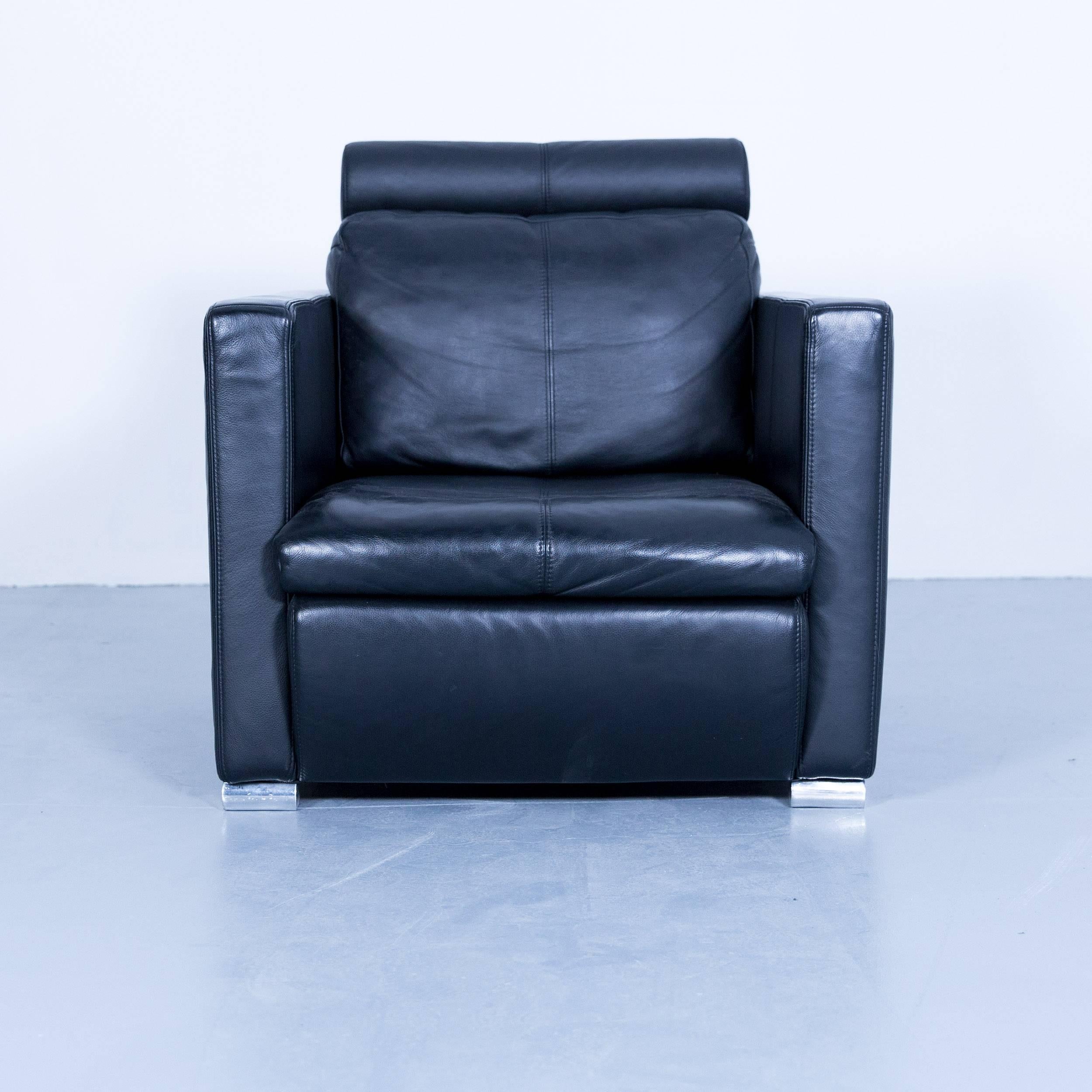 Designer chair leather black relax function couch modern minimal metal in a minimalistic and modern design, with convenient functions, made for pure comfort and flexibility.