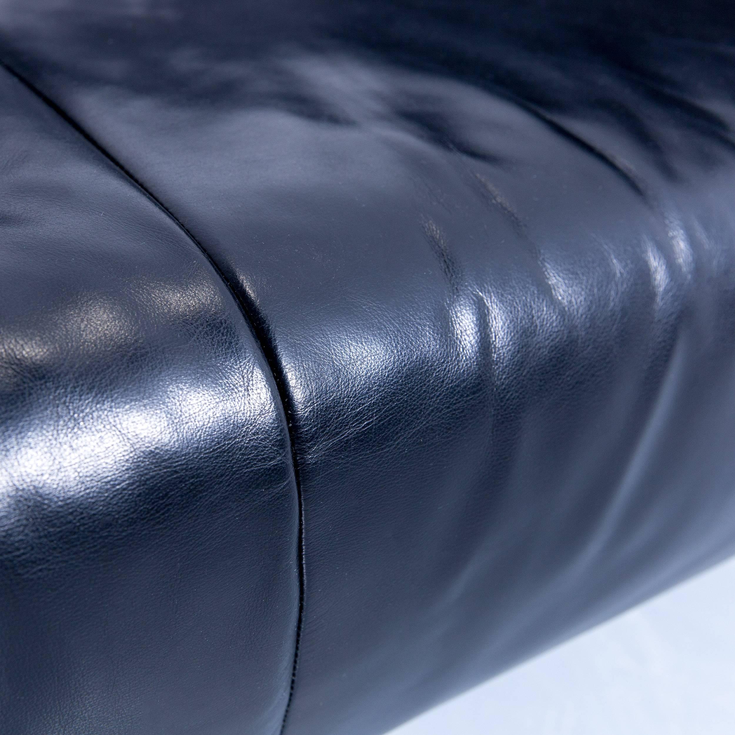 Rolf Benz Bmp Designer Sofa Leder Schwarze Dreisitzer-Kommode Modern Metall Chrom im Zustand „Gut“ in Cologne, DE