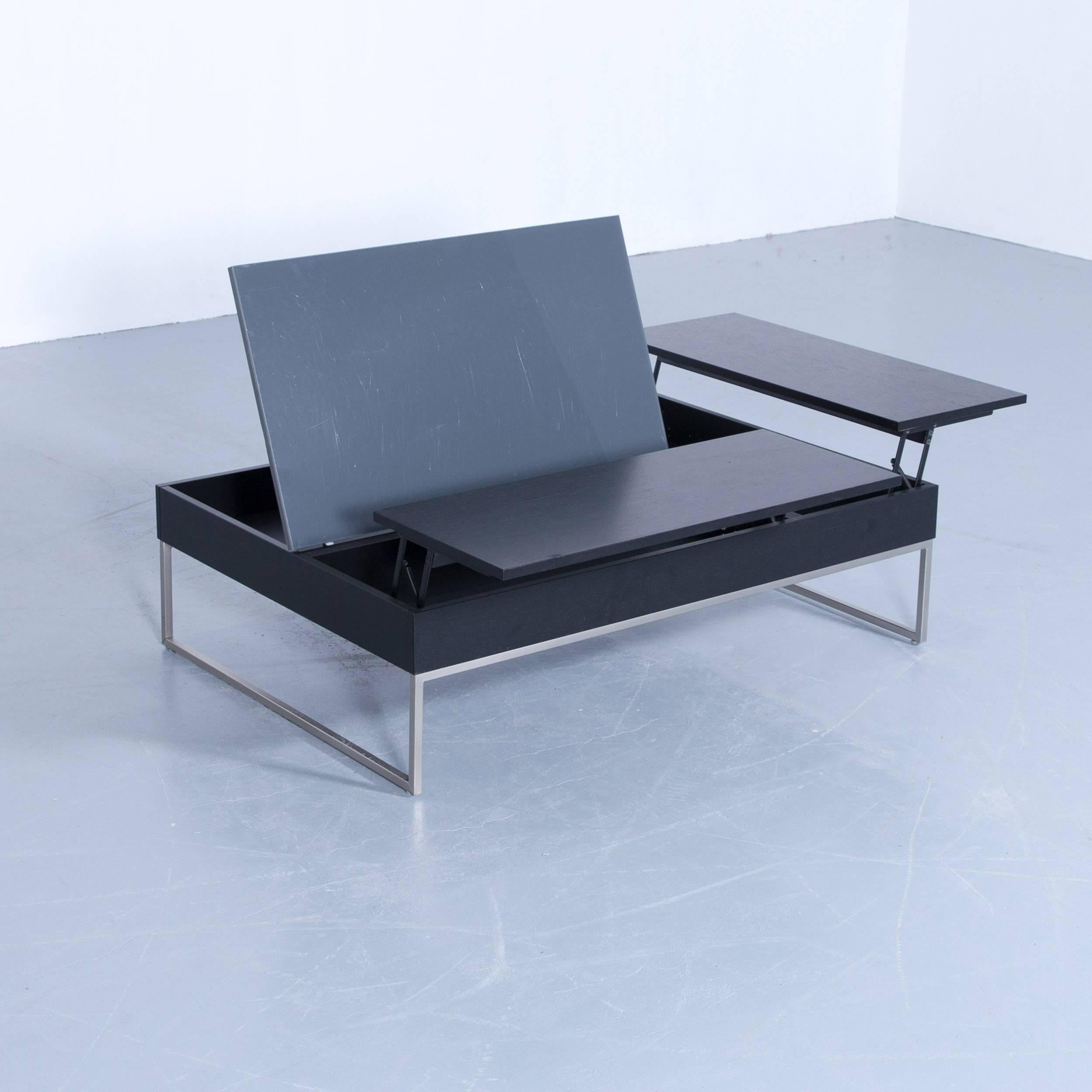 German BoConcept Designer Coffee Table Glass Wood Black Function Modern Metall