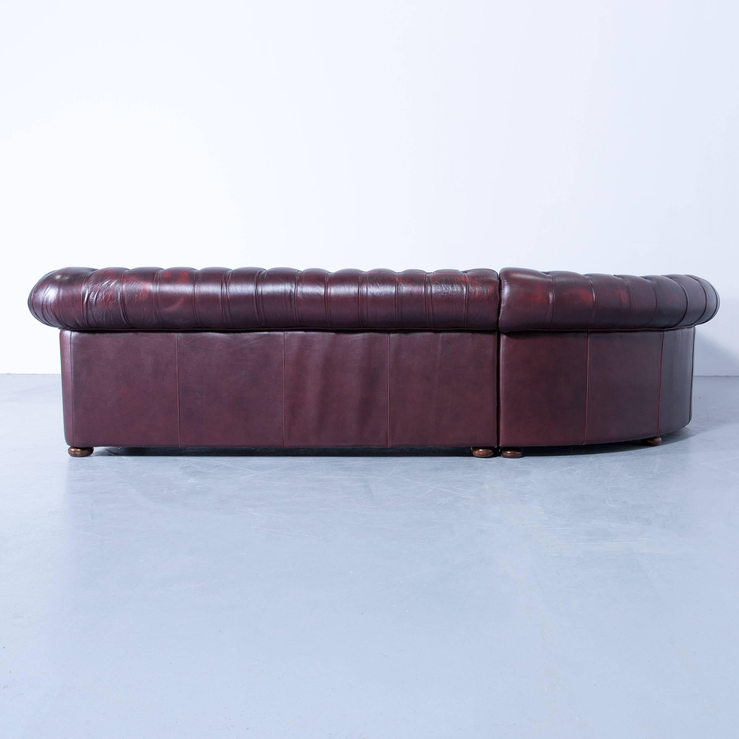 British Rochester Chesterfield Corner Sofa Oxblood Red Leather Couch Vintage Rivets