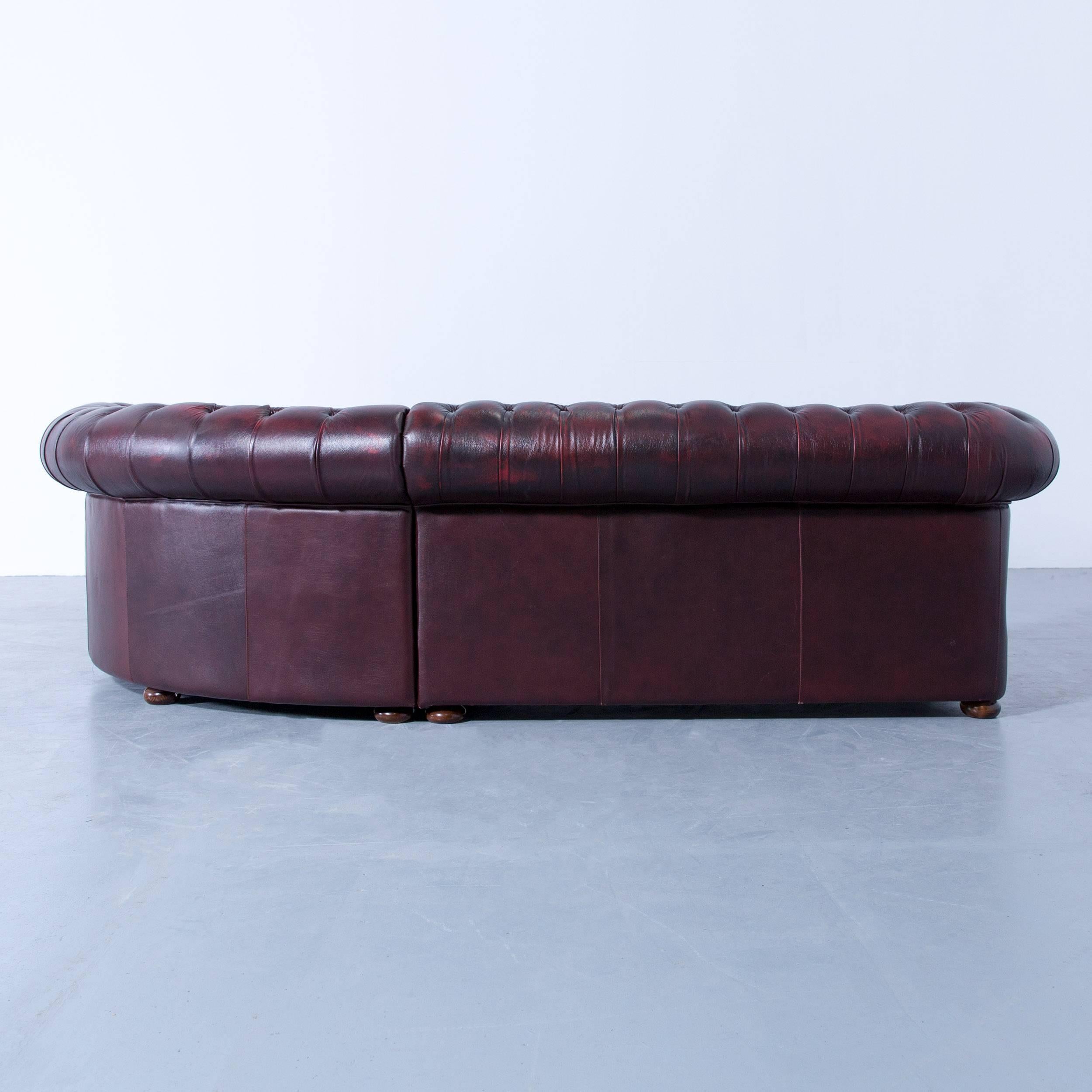 Rochester Chesterfield Corner Sofa Oxblood Red Leather Couch Vintage Rivets In Good Condition In Cologne, DE