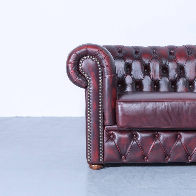 Rochester Chesterfield Corner Sofa Oxblood Red Leather Couch Vintage