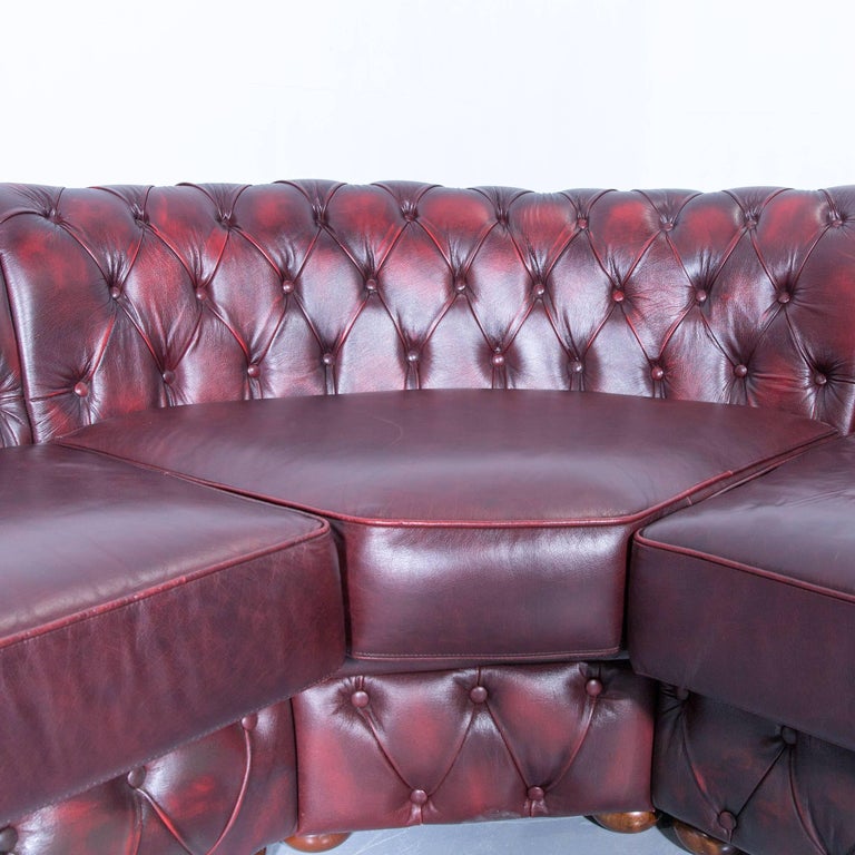 Rochester Chesterfield Corner Sofa Oxblood Red Leather Couch Vintage Rivets at 1stDibs