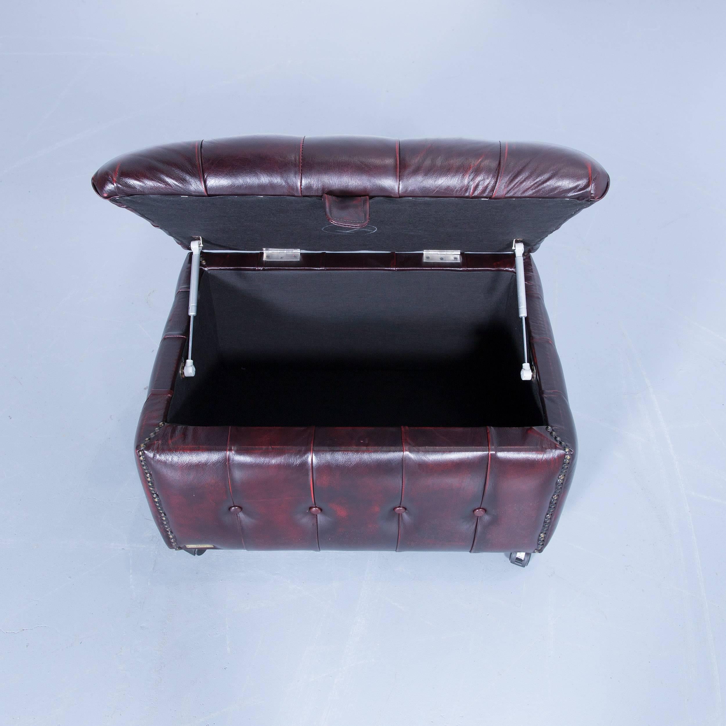 red leather chesterfield footstool