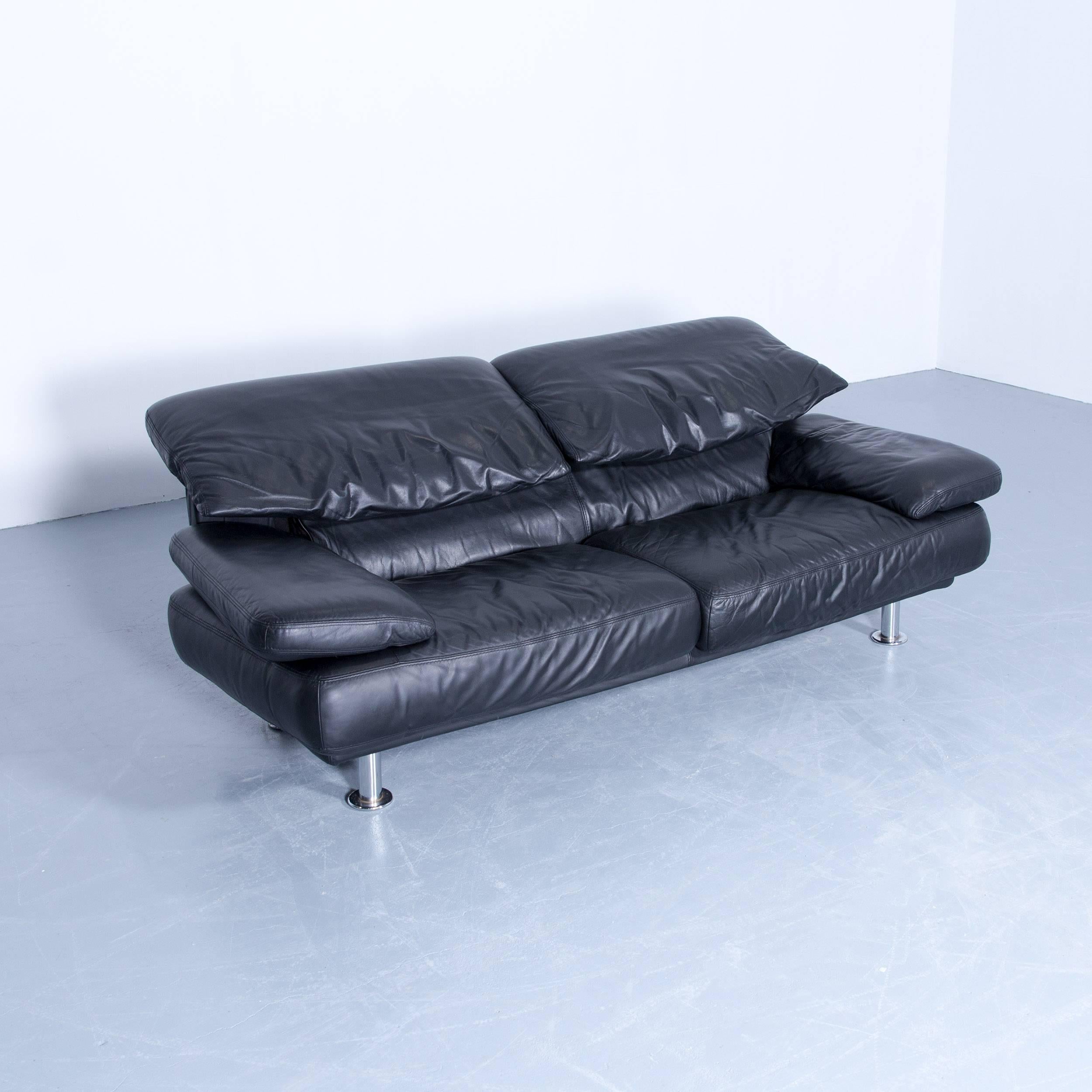 B&B Italia Alanda Designer Sofa Leather Black Three-Seat Function Couch  Modern at 1stDibs