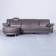 Himolla Planopoly Corner Sofa Leather Brown Electric Recline Function Couch