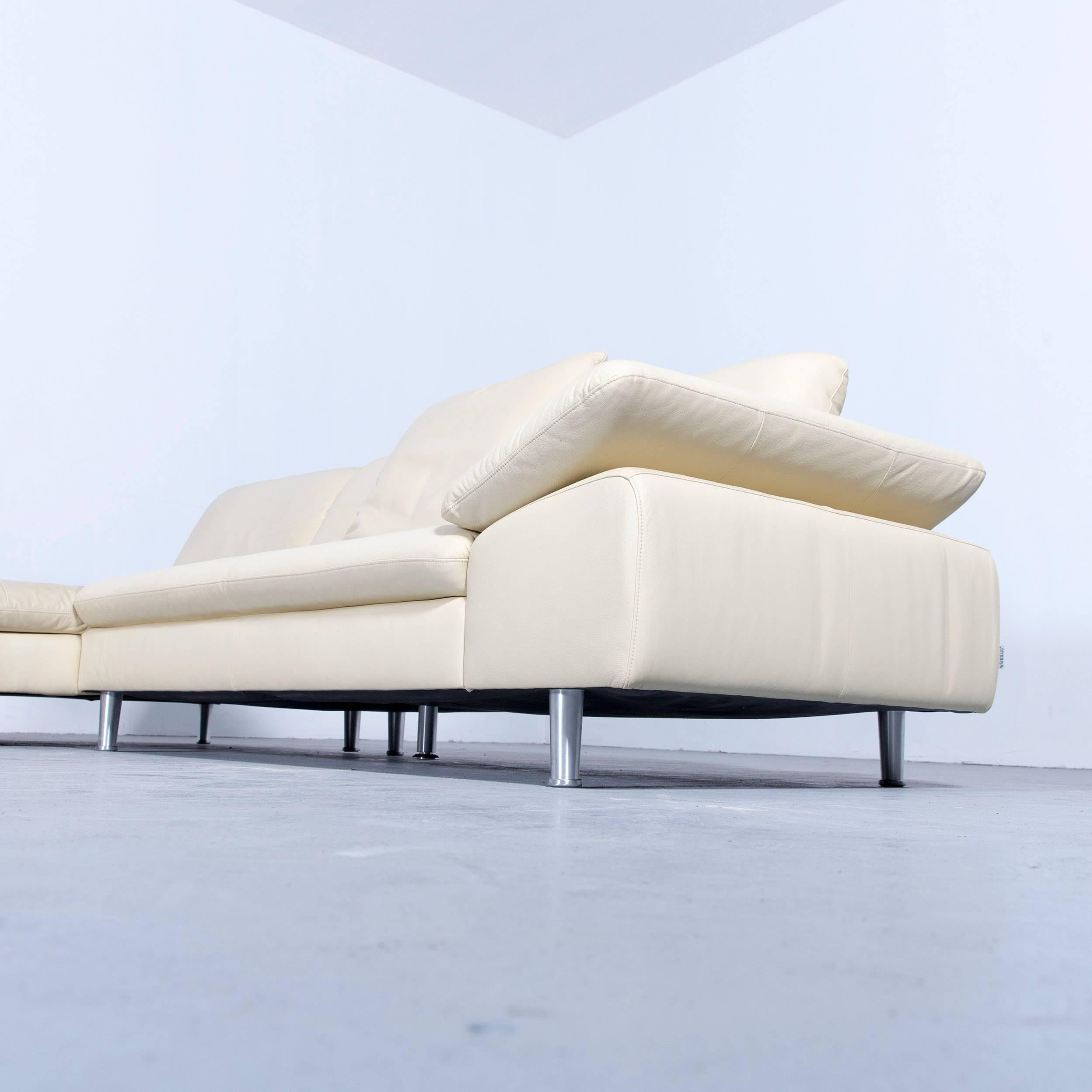 Willi Schillig Loop Designer Corner Sofa Set Leather Crème Function Couch Modern 3
