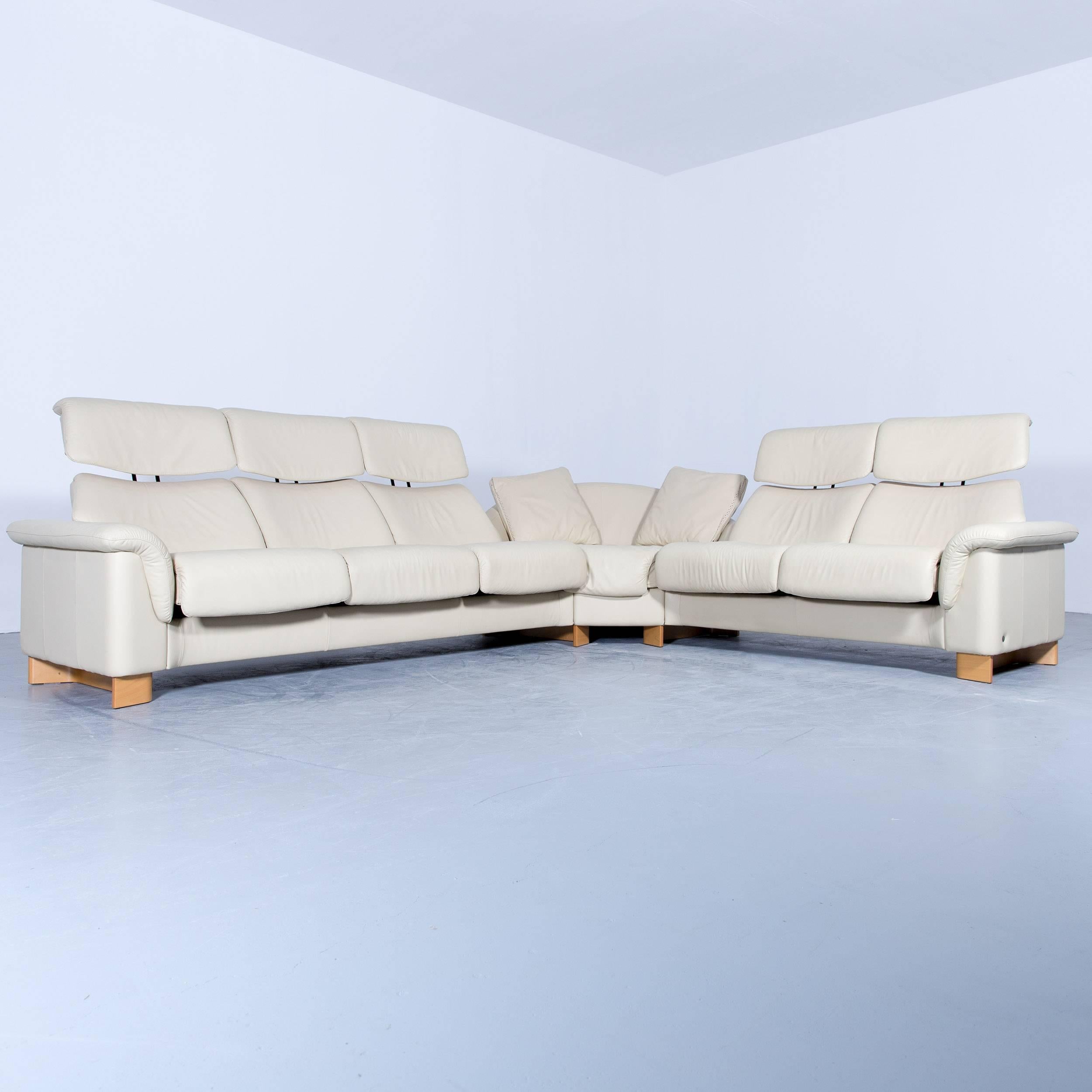 Ekornes Stressless Paradise designer corner sofa crème beige leather relax couch, with convenient functions, made for pure comfort and flexibility.