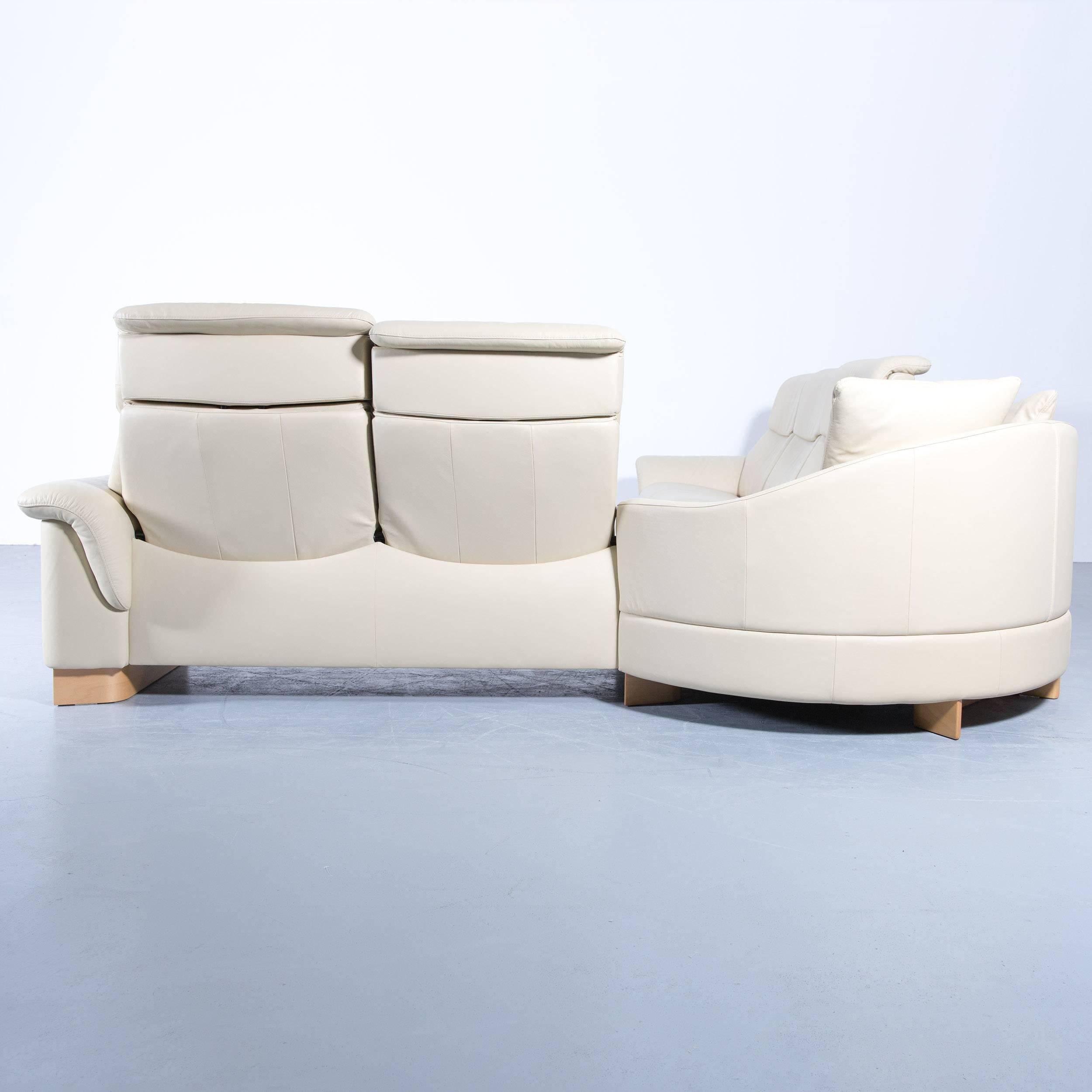 Hardwood Ekornes Stressless Paradise Designer Corner Sofa Crème Beige Leather Relax Couch