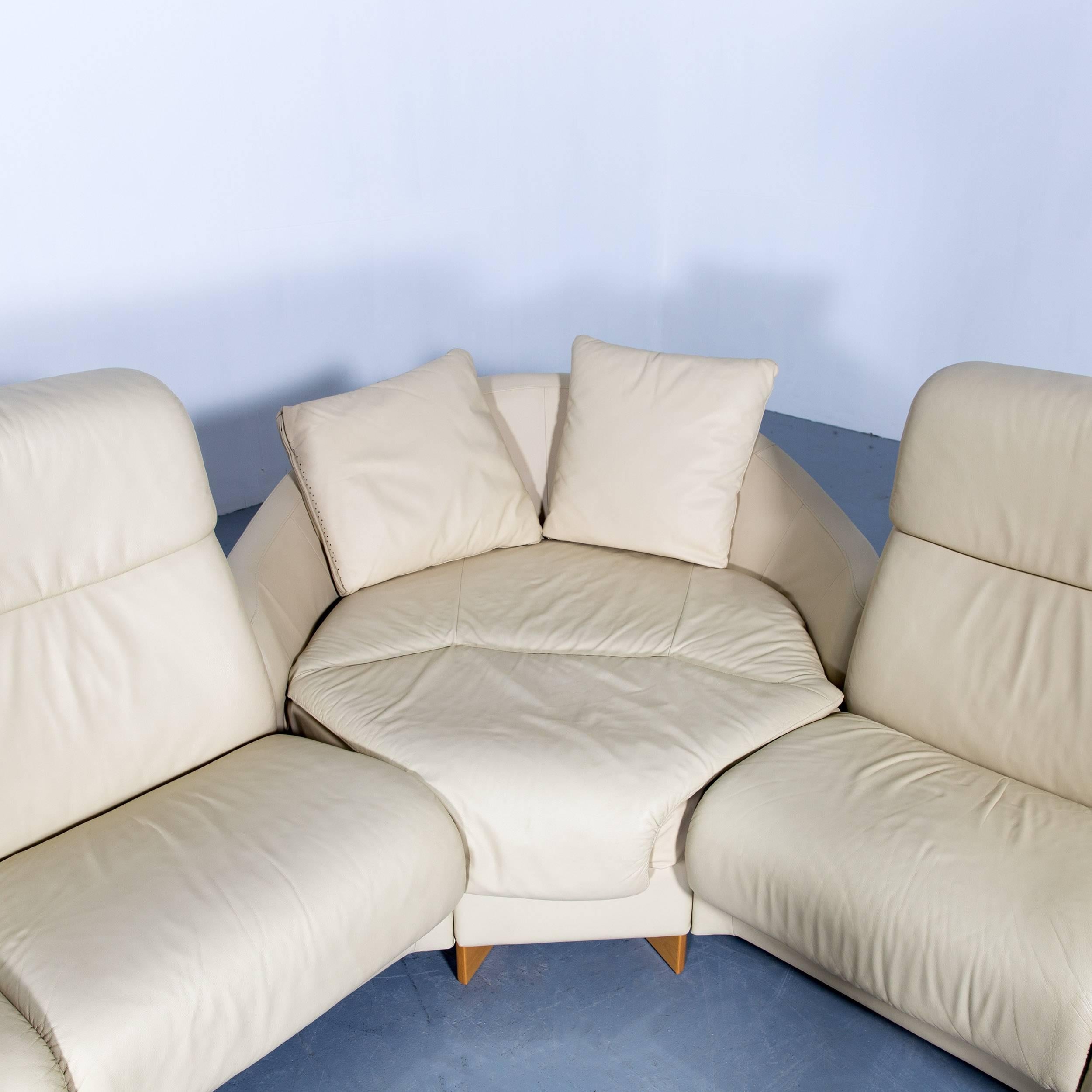 Ekornes Stressless Paradise Designer Corner Sofa Crème Beige Leather Relax Couch In Good Condition In Cologne, DE