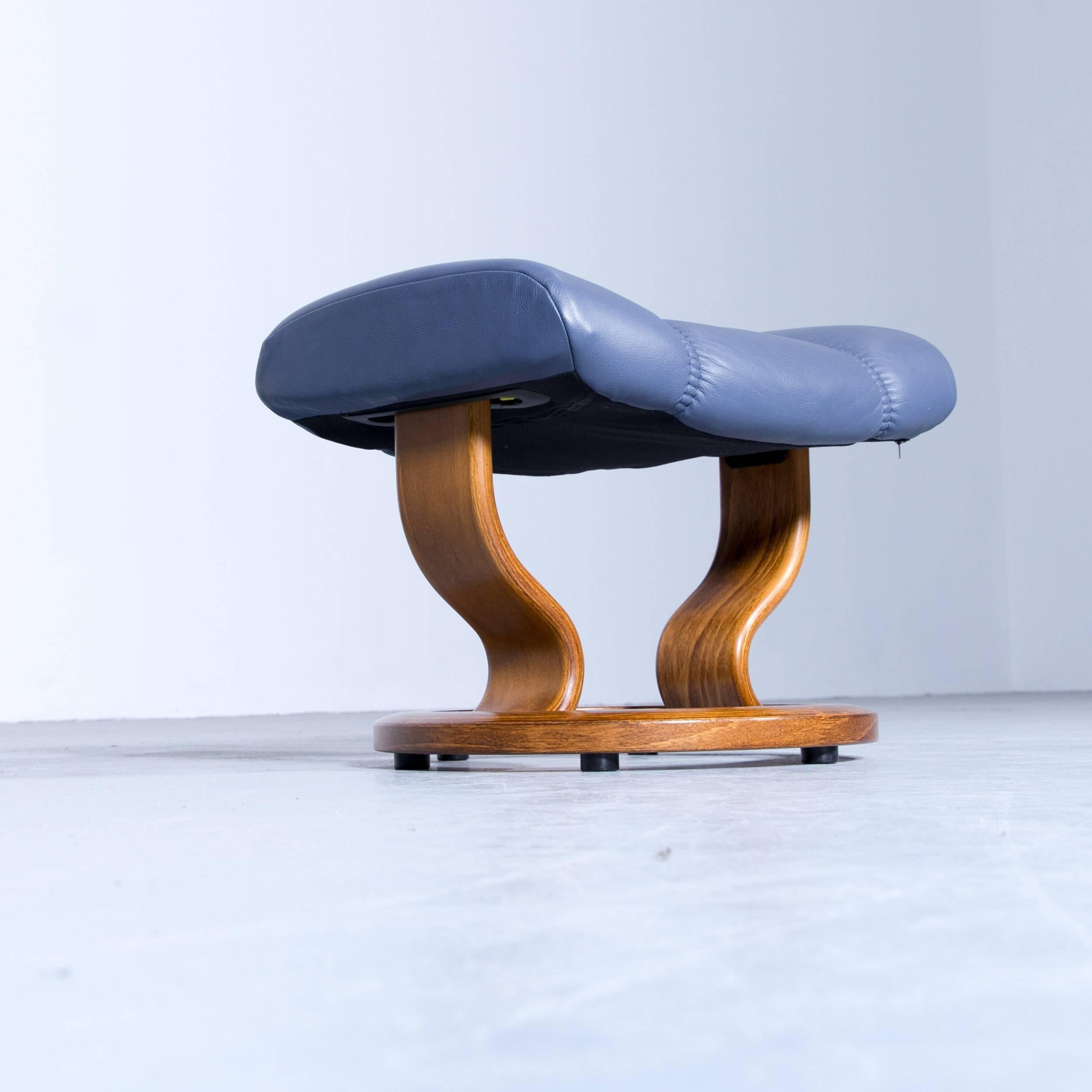 German Ekornes Stressless Consul Footstool Leather Blue Modern Footrest