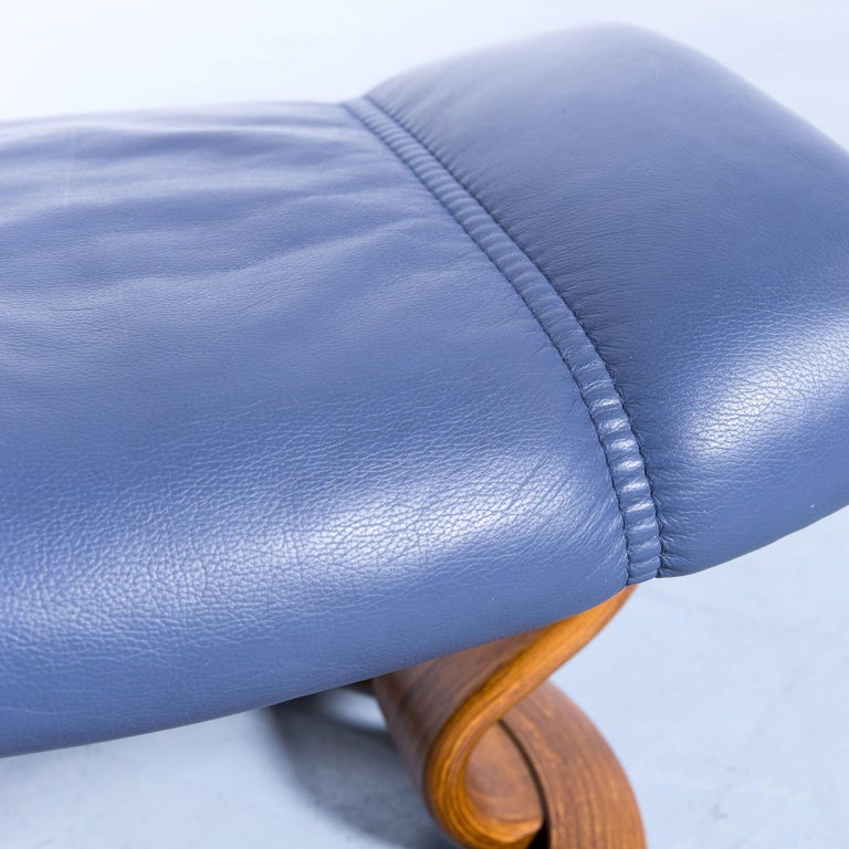 Ekornes Stressless Consul Footstool Leather Blue Modern Footrest at