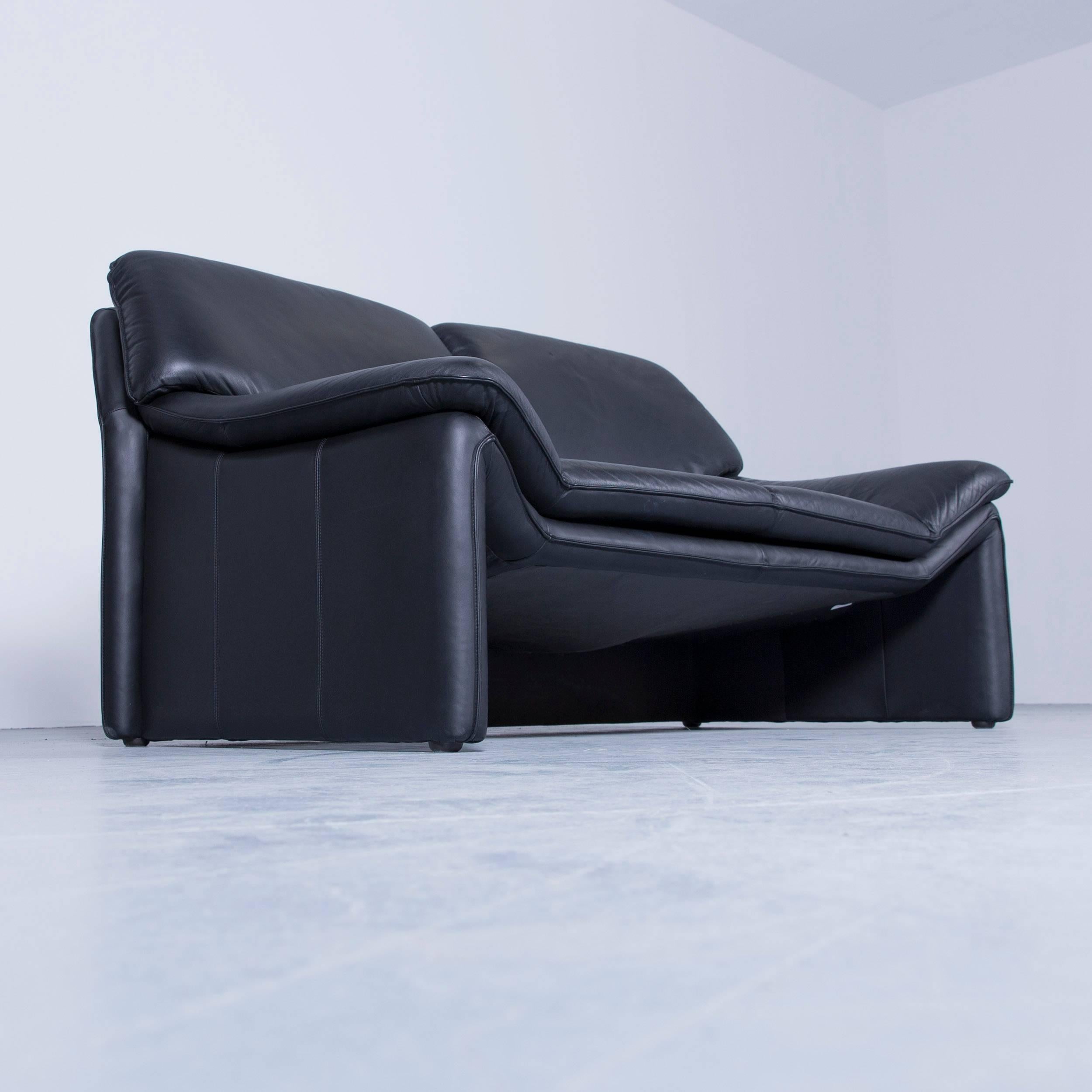 Laauser Atlanta Designer Sofa-Leder-Schwarze zweisitzige Couch 1