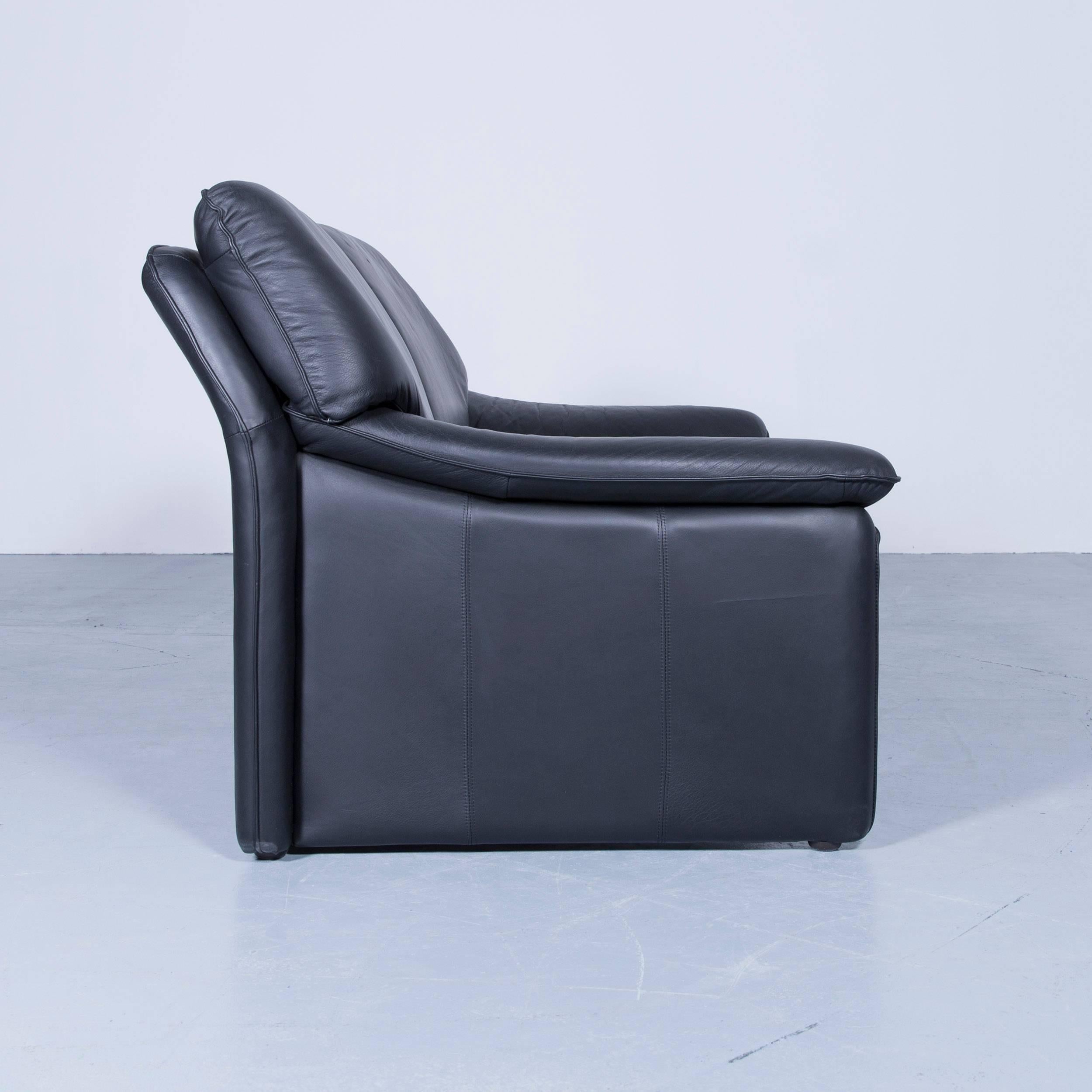 Laauser Atlanta Designer Sofa Leather Black Two-Seat Couch 2