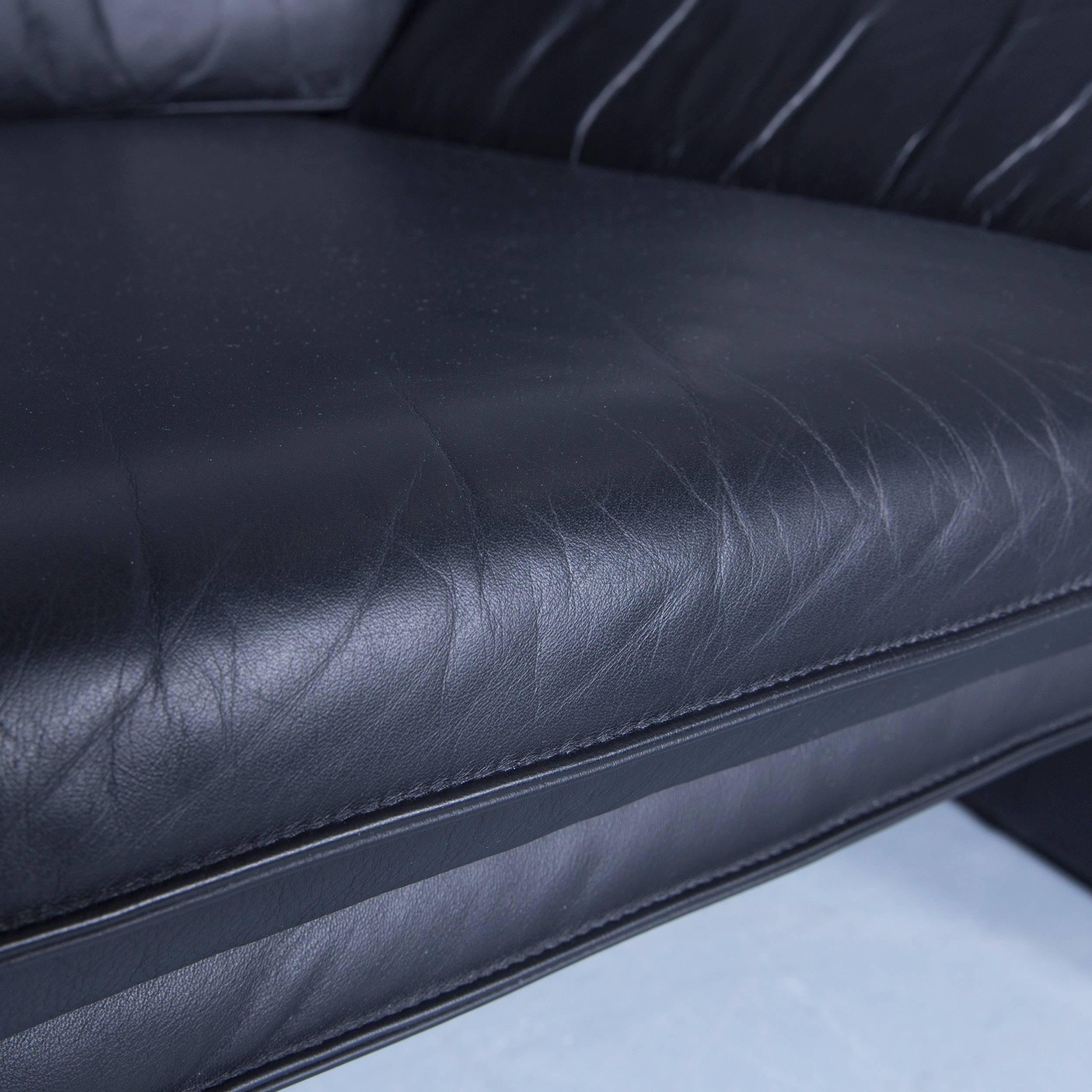 Laauser Atlanta Designer Sofa-Leder-Schwarze zweisitzige Couch im Zustand „Gut“ in Cologne, DE