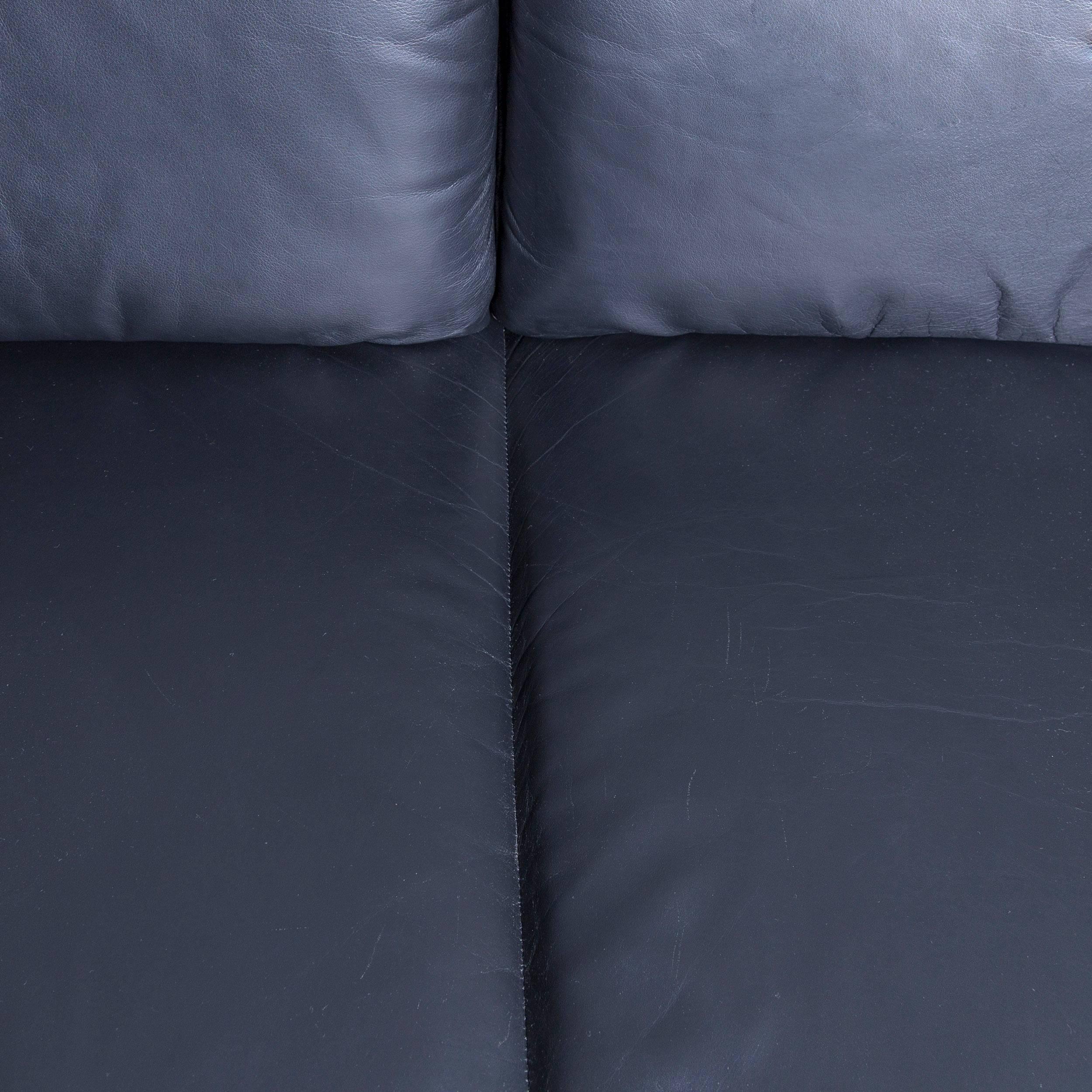 Laauser Atlanta Designer Sofa-Leder-Schwarze zweisitzige Couch (21. Jahrhundert und zeitgenössisch)