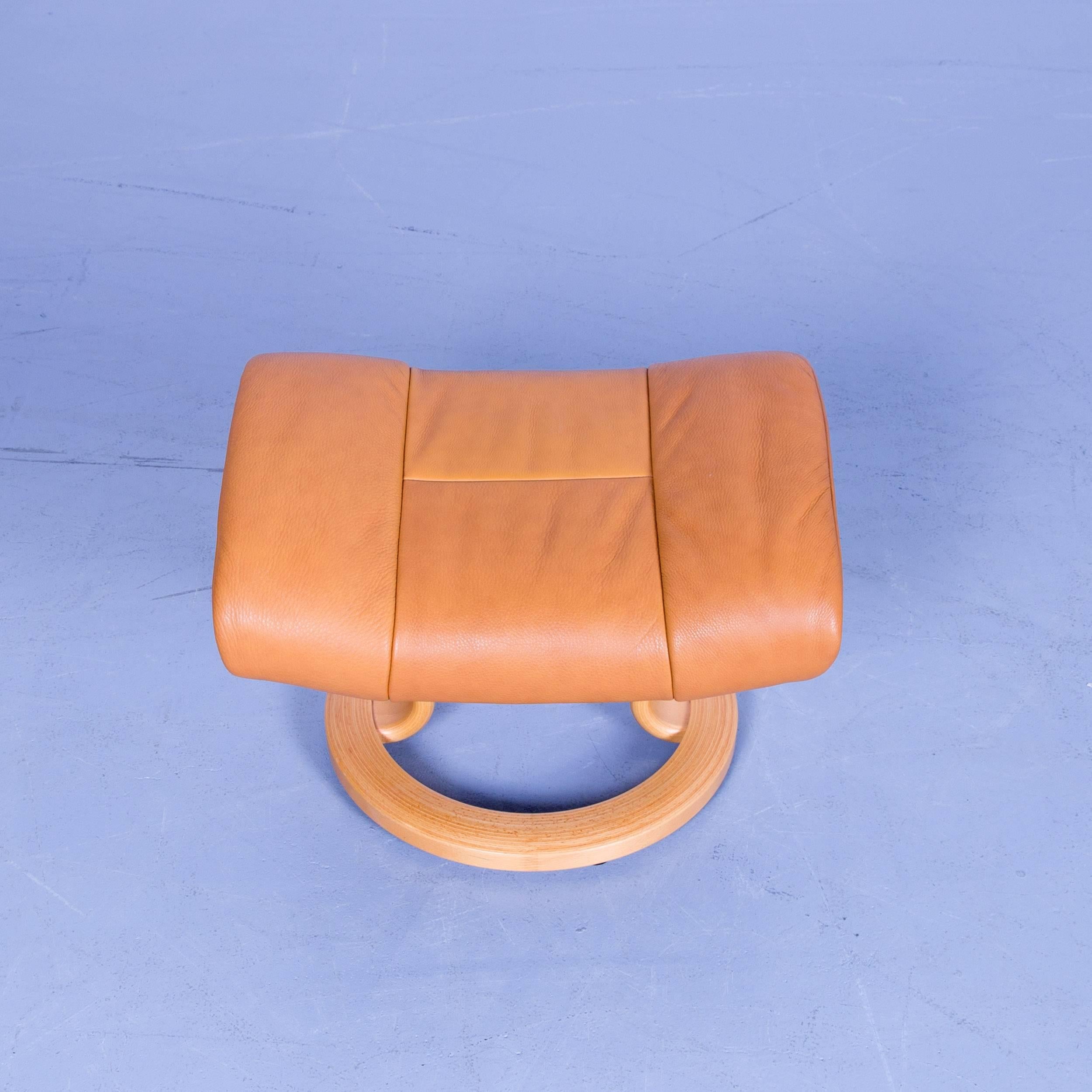 Stressless Mayfair Relax Armchair Footstool Orange Brown Leather Relax Recliner 4