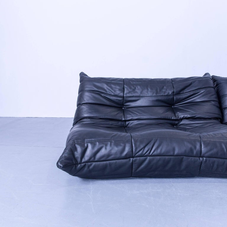 Ligne Roset Togo Designer Corner Sofa Black Leather Two Seat Retro French Ligne Roset Togo Designer Corner Sofa Black Leather Two Seat Retro Couch For