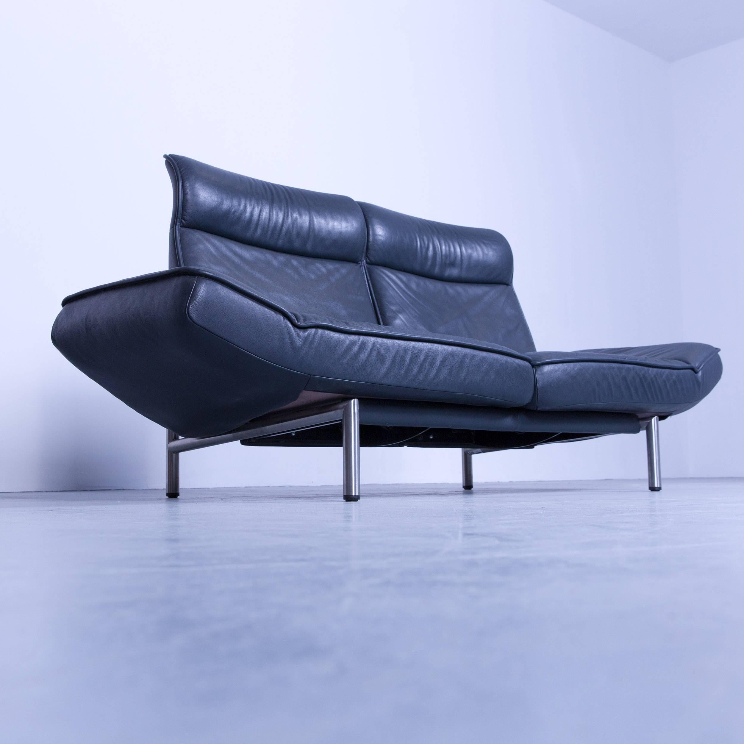 De Sede Ds 450 Designer Leather Sofa Night Blue Relax Function Two-Seat Modern 3