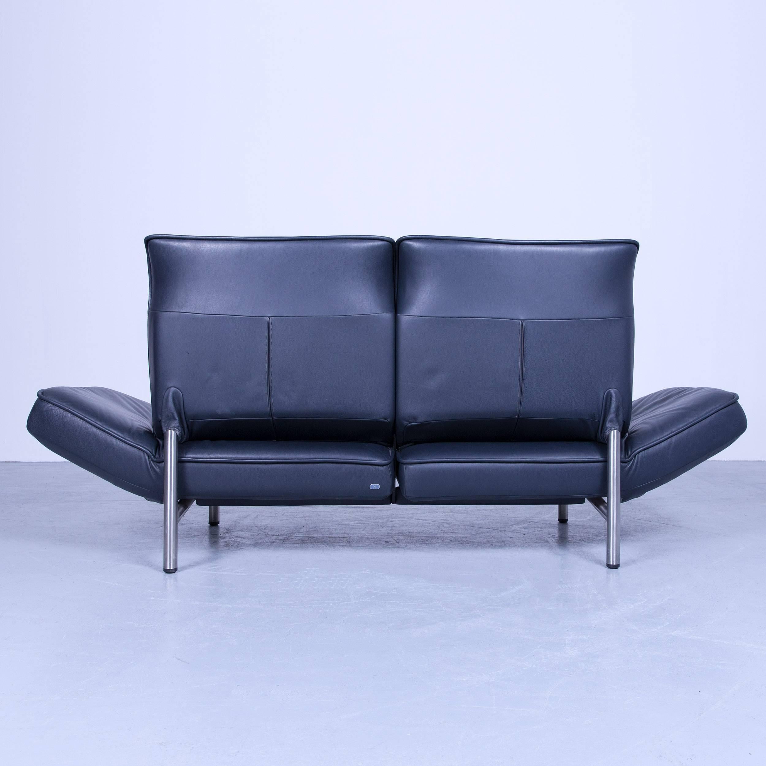 De Sede Ds 450 Designer Leather Sofa Night Blue Relax Function Two-Seat Modern 5