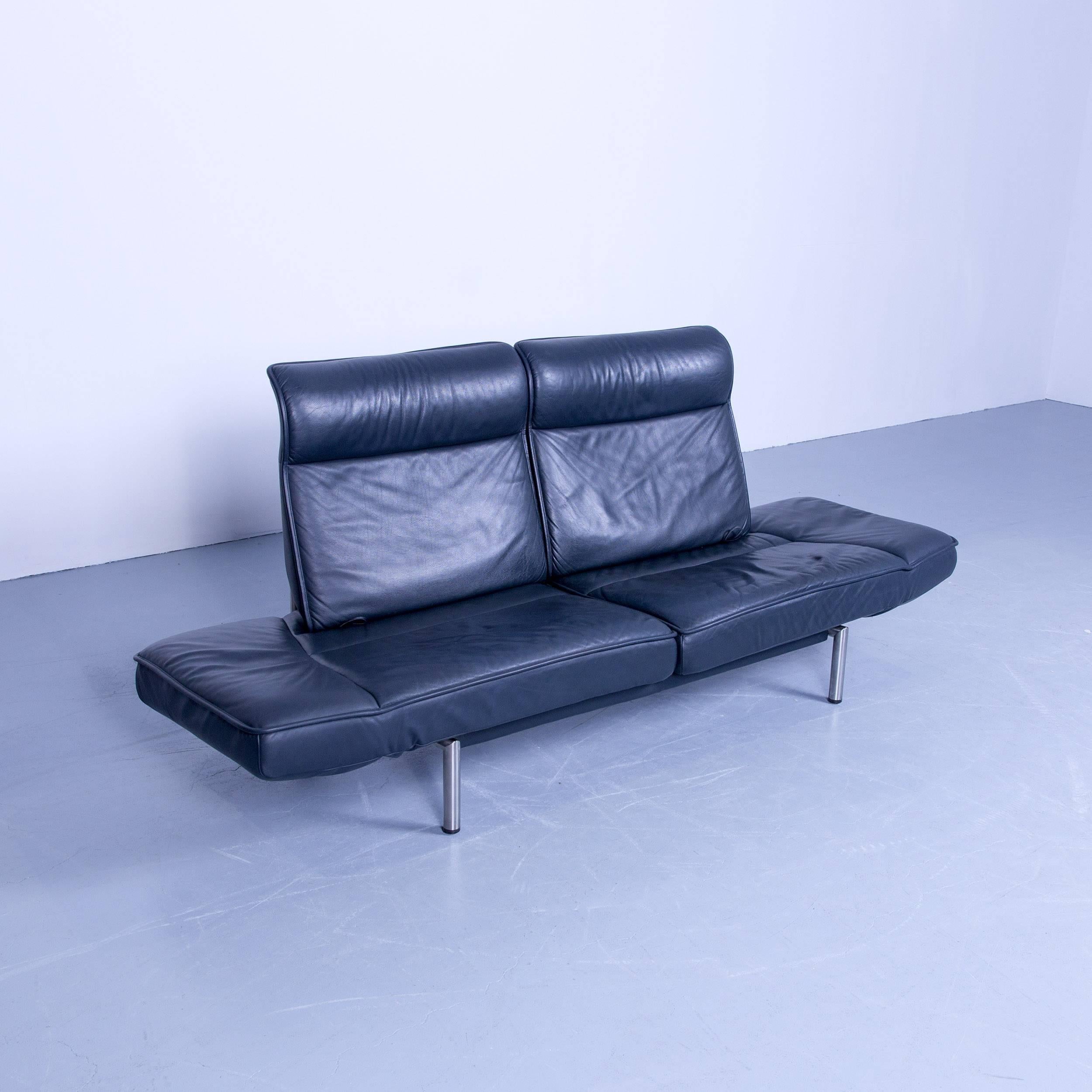 De Sede Ds 450 Designer Leather Sofa Night Blue Relax Function Two-Seat Modern In Good Condition In Cologne, DE
