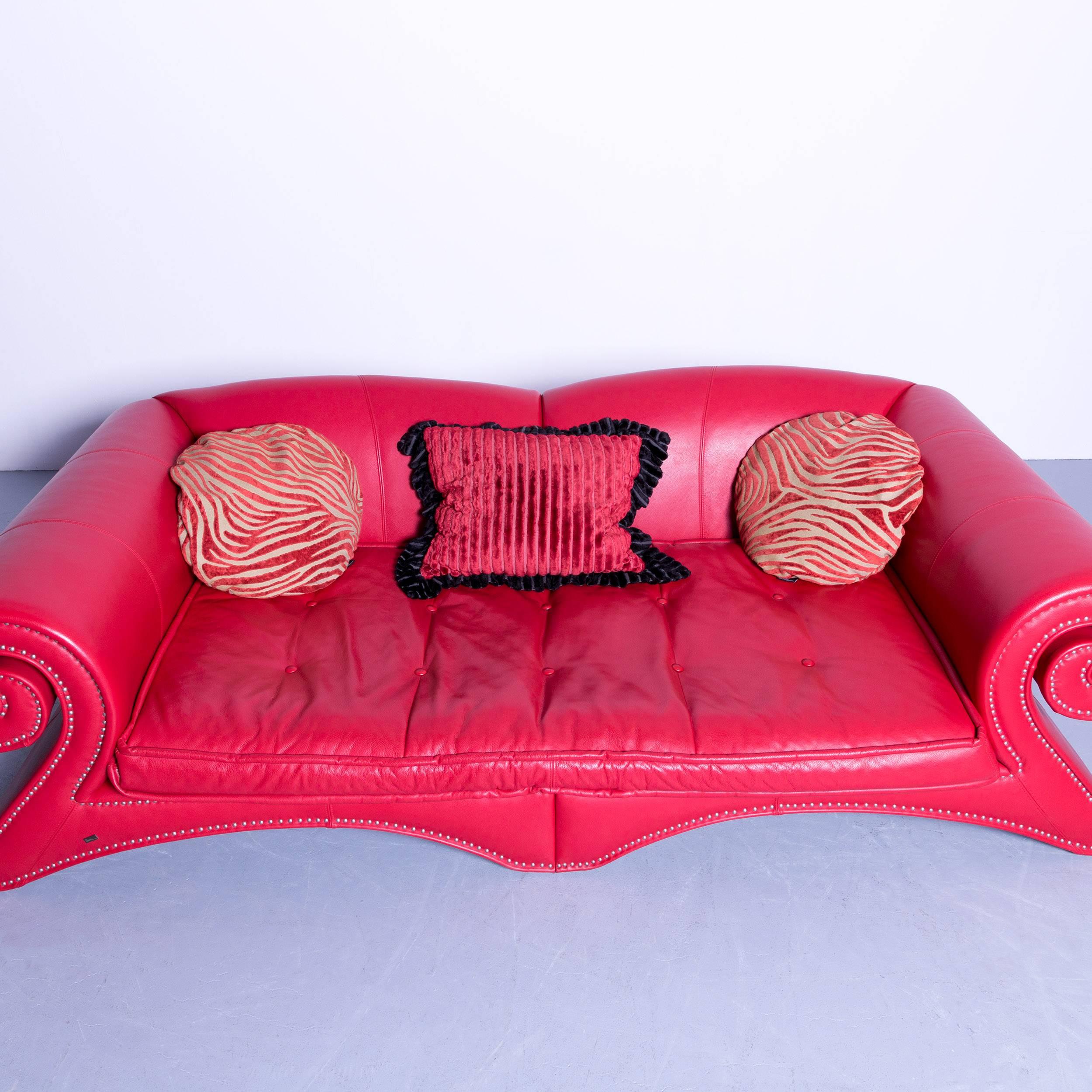Bretz Mammut Designer Sofa Red Leather Rivets Freaky Cult Couch Modern Funny In Good Condition In Cologne, DE