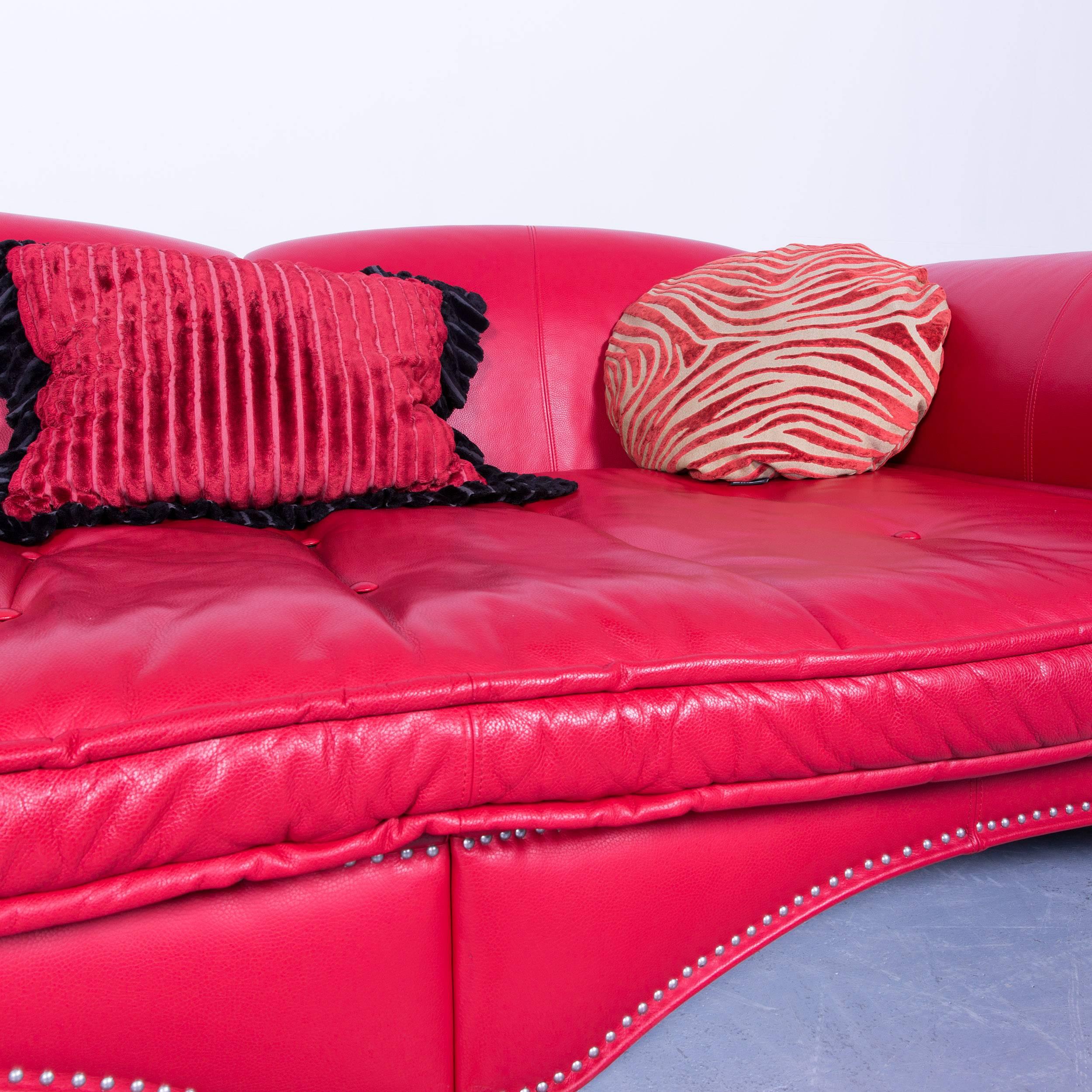 Swiss Bretz Mammut Designer Sofa Red Leather Rivets Freaky Cult Couch Modern Funny