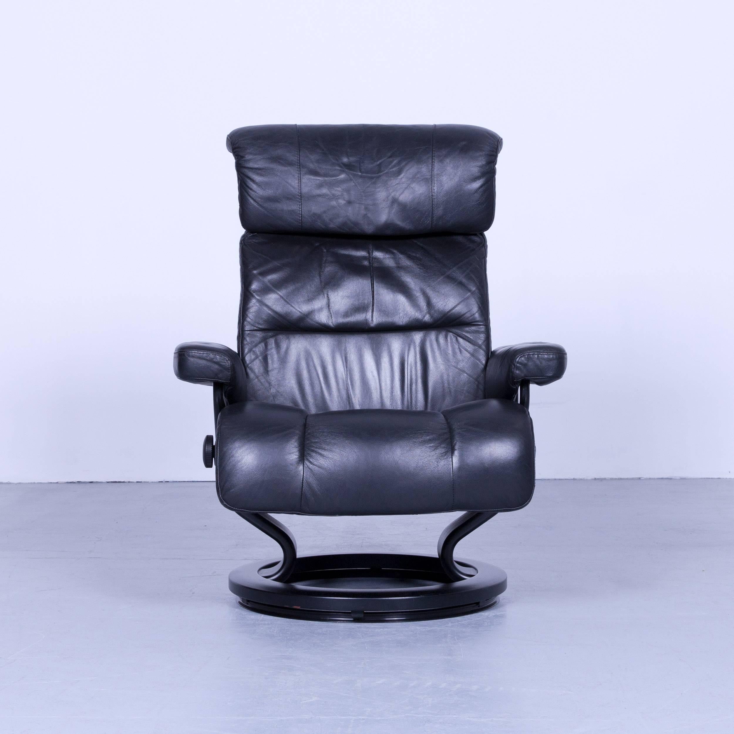 Stressless relax armchair black leather relax recliner TV chair wood, with convenient functions, made for pure comfort and flexibility.