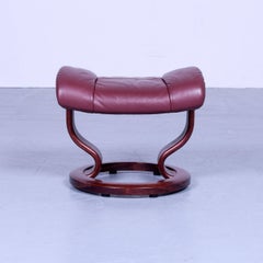 Ekornes Stressless Mayfair Footstool Red Leather Modern Footrest Designer Wood