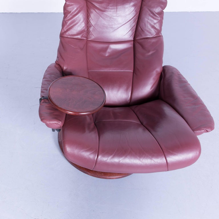 Ekornes Stressless Mayfair Armchair and Footstool Red Leather Recliner