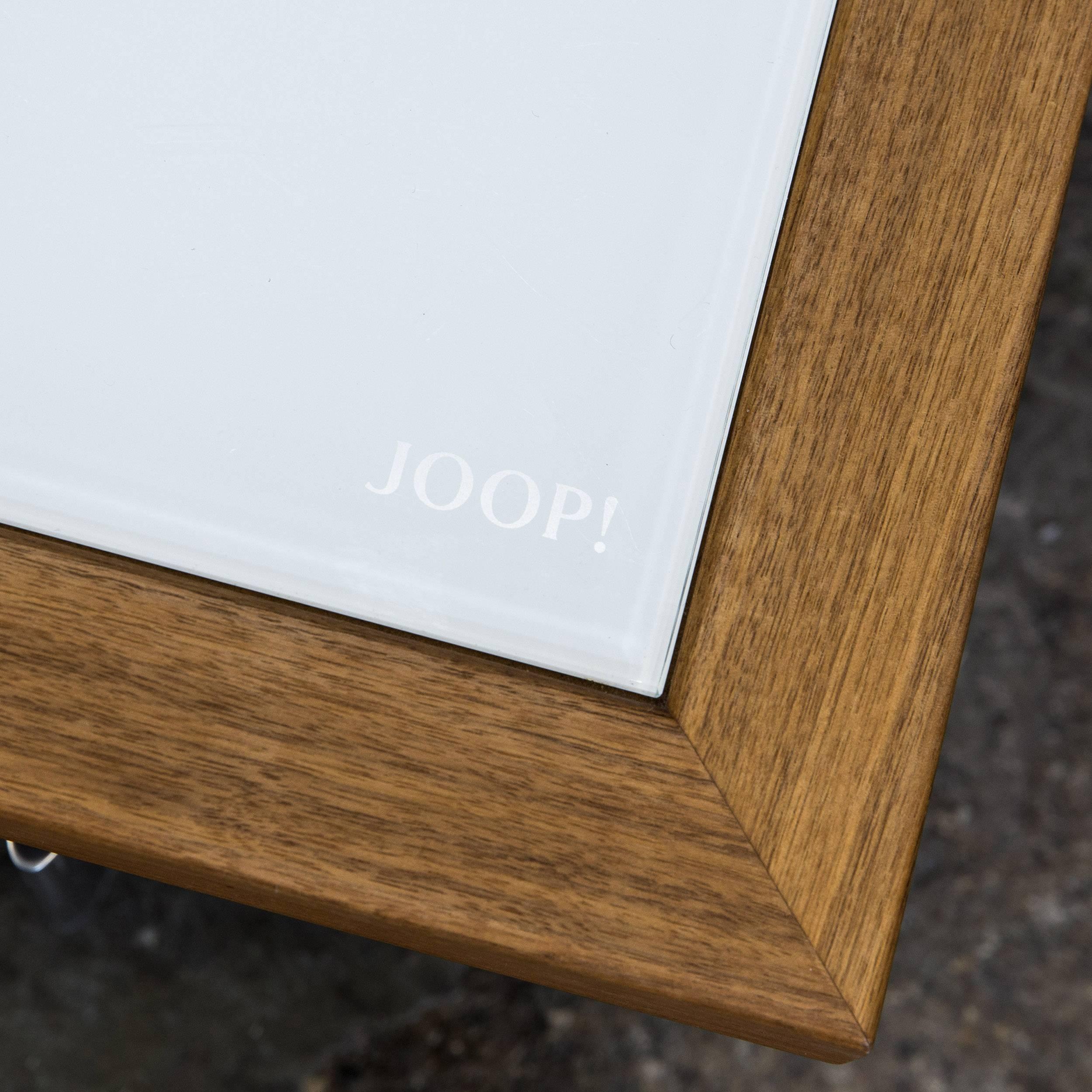 Contemporary Joop! 24/7 Designer Corner Sofa Grey Taupe Leather Wood Chrome Function Modern