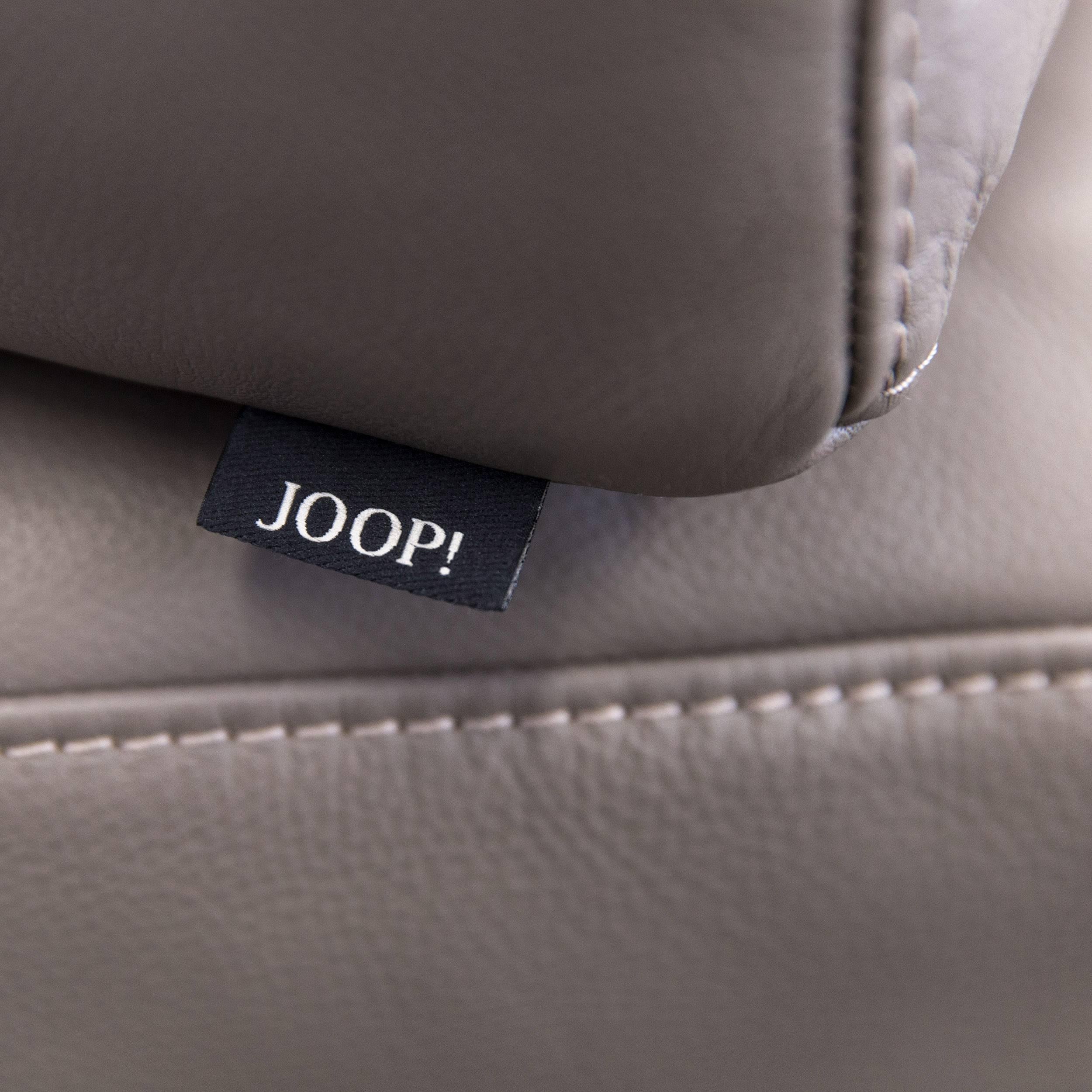 Joop! 24/7 Designer Corner Sofa Grey Taupe Leather Wood Chrome Function Modern 1