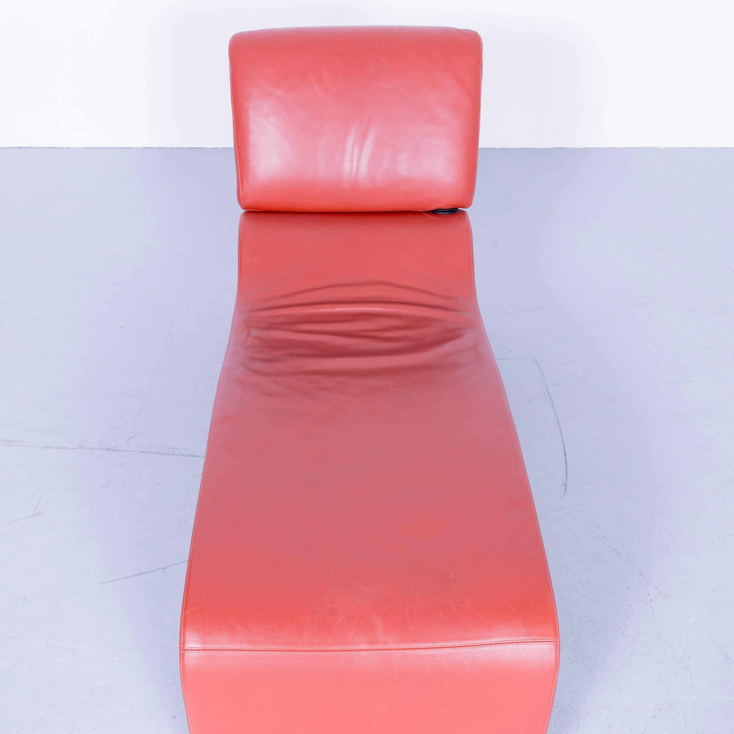 COR Onda Red Orange Leather Relax Recliner Chair Sofa Couch In Good Condition In Cologne, DE