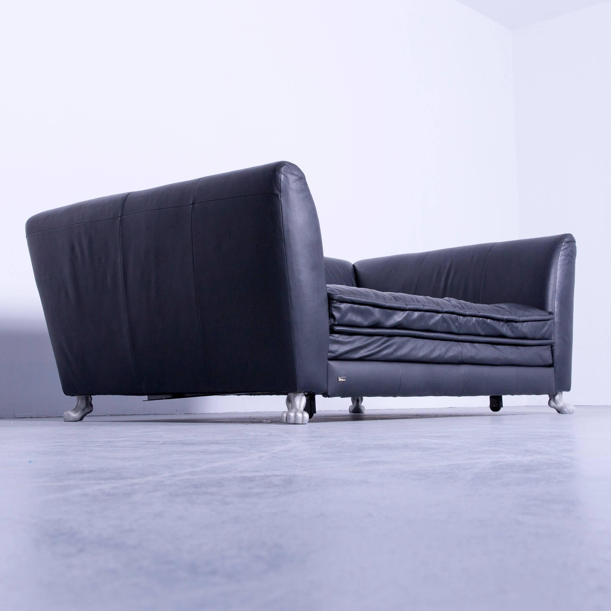 Bretz Monster Designer Sofa Black Leather Three-Seat Couch Sleeping Couch In Good Condition In Cologne, DE