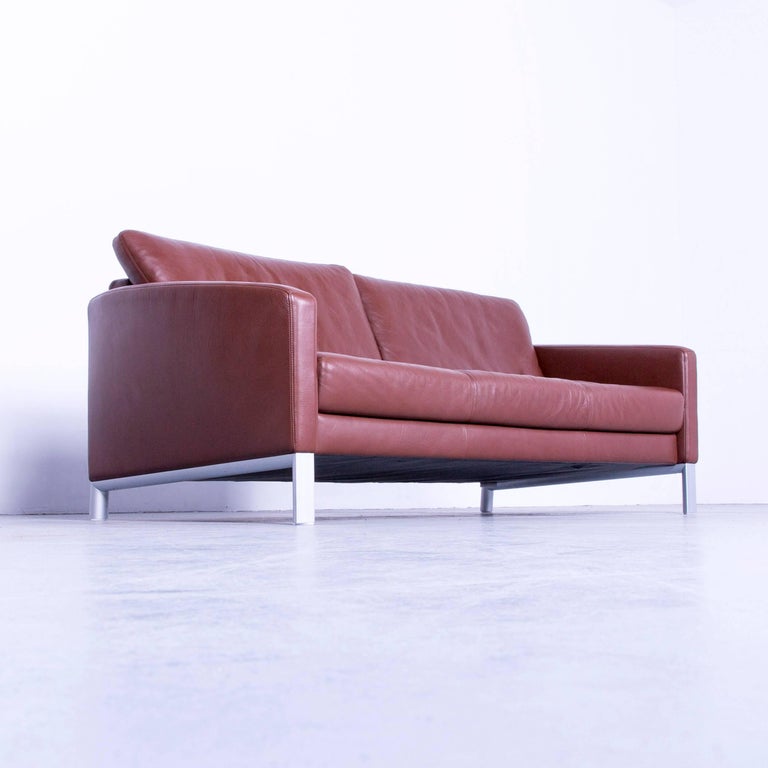 Rolf Benz 1200 Designer Sofa Brown Three Seat Leather Modern Couch Rolf Benz 1200 Designer Sofa Brown Three Seat Leather Modern Couch For 1