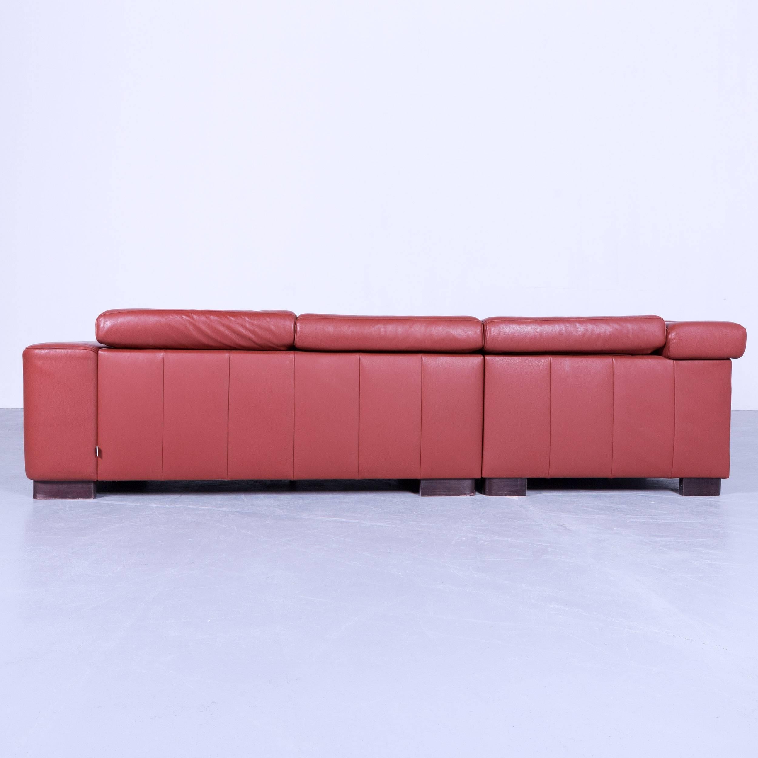Ewald Schillig Designer Corner Sofa Orange Red Leather Function Modern Wood 4